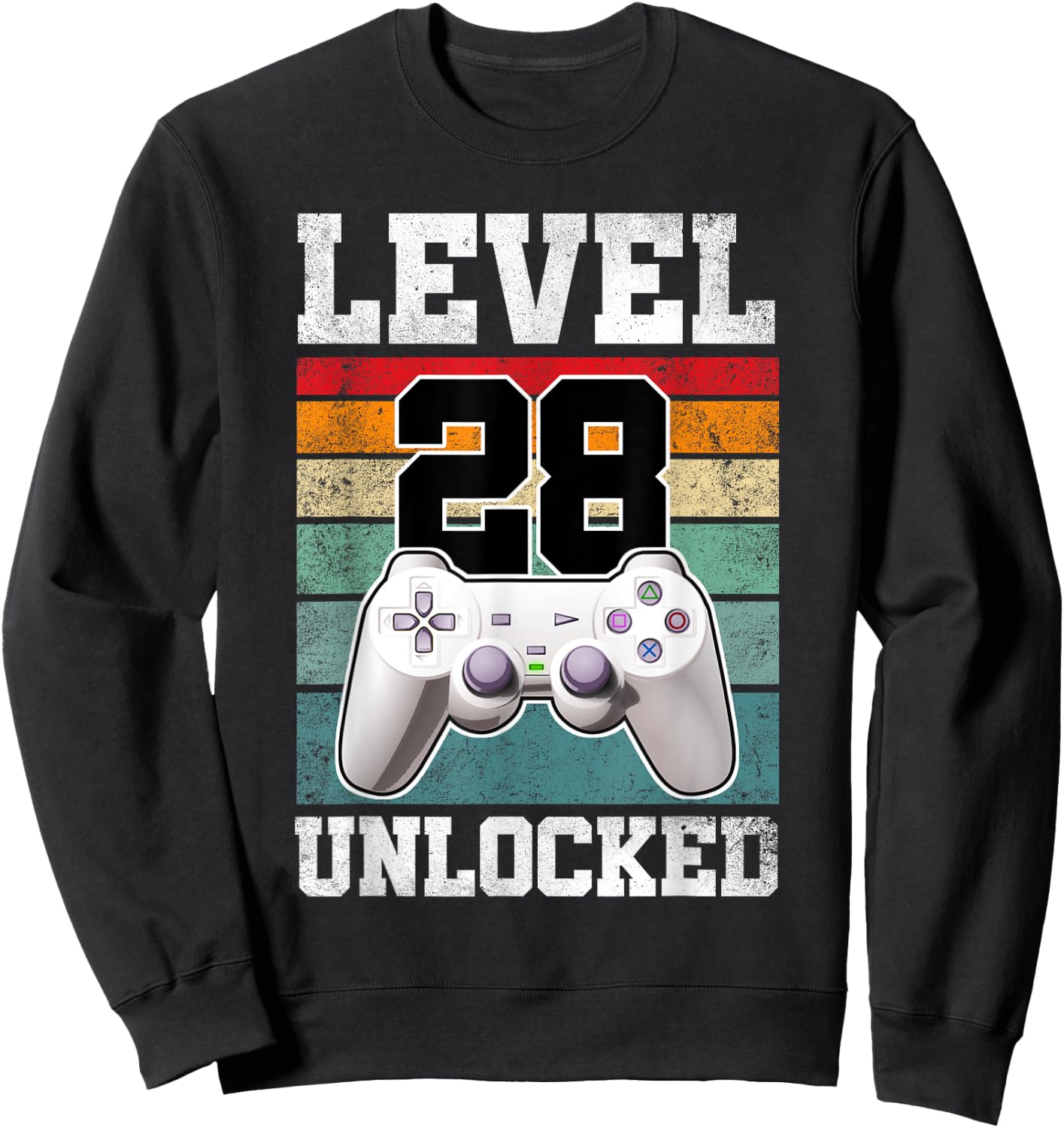 28 Year Old Gaming Level 28 Unlocked Gamers 28th Birthday Sweatshirt - Sweatshirt | Black
