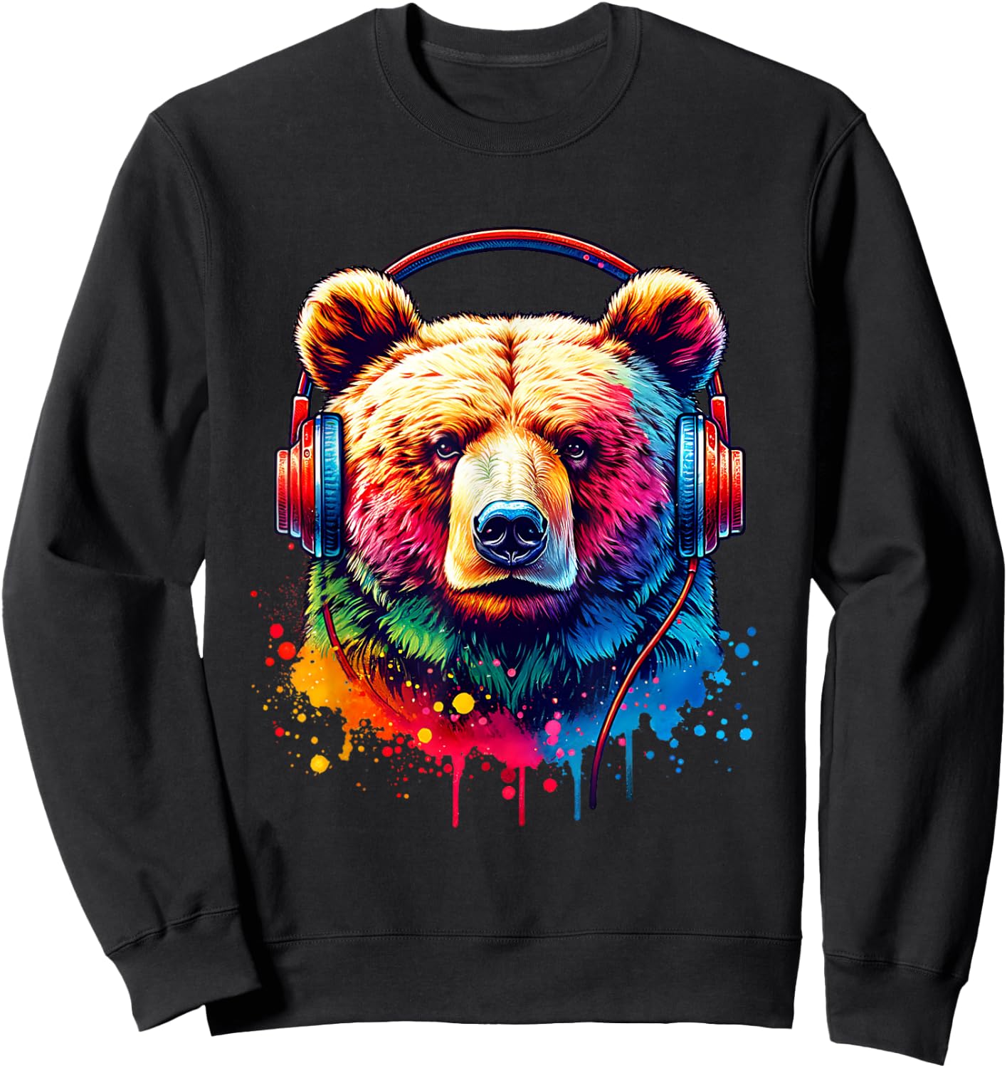 Bear With Headphones Sweatshirt - Sweatshirt | Black