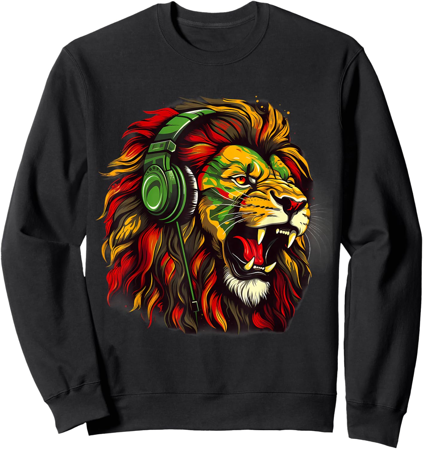 Reggae Music Rasta Pride Jamaican Roots Rasta Reggae Lion Sweatshirt - Sweatshirt | Black