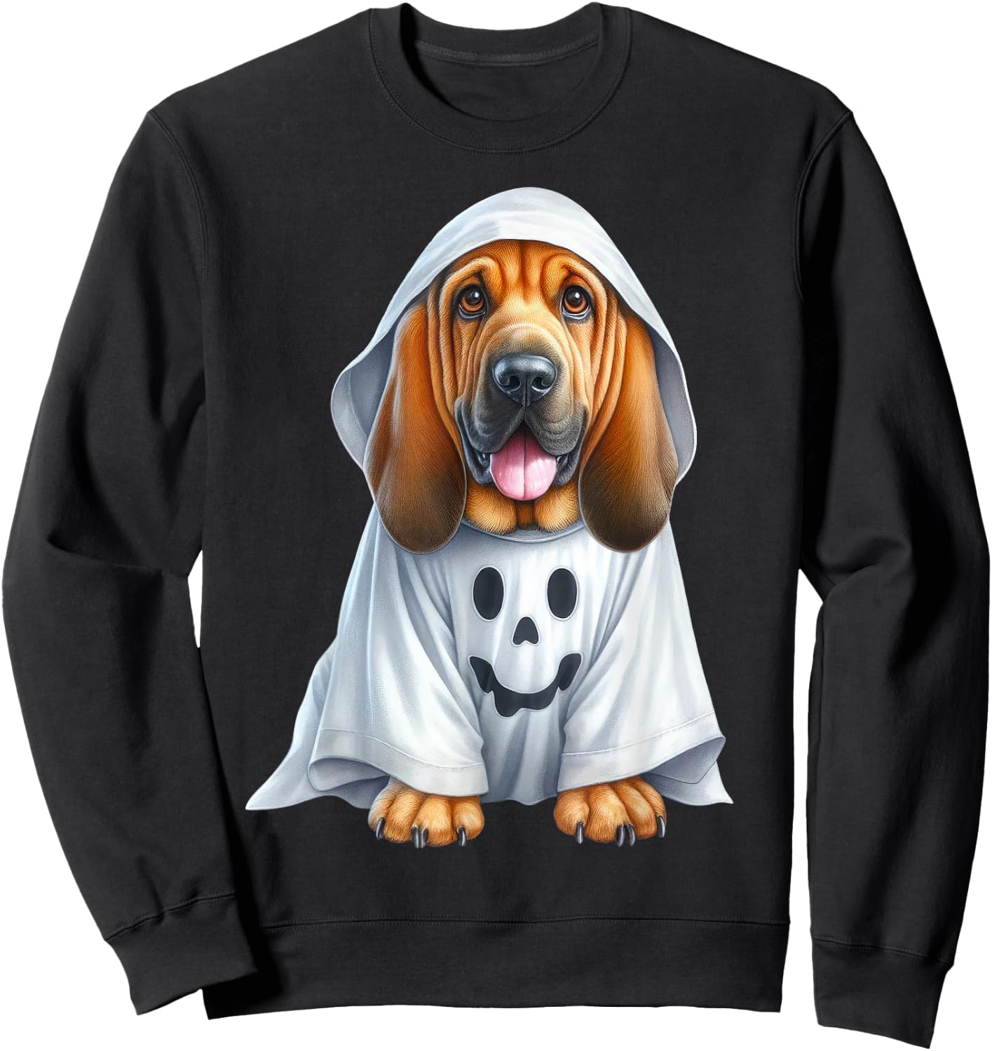 Funny Ghost Bloodhound Dog Lover Halloween Costume Men Women Sweatshirt - Sweatshirt | Black