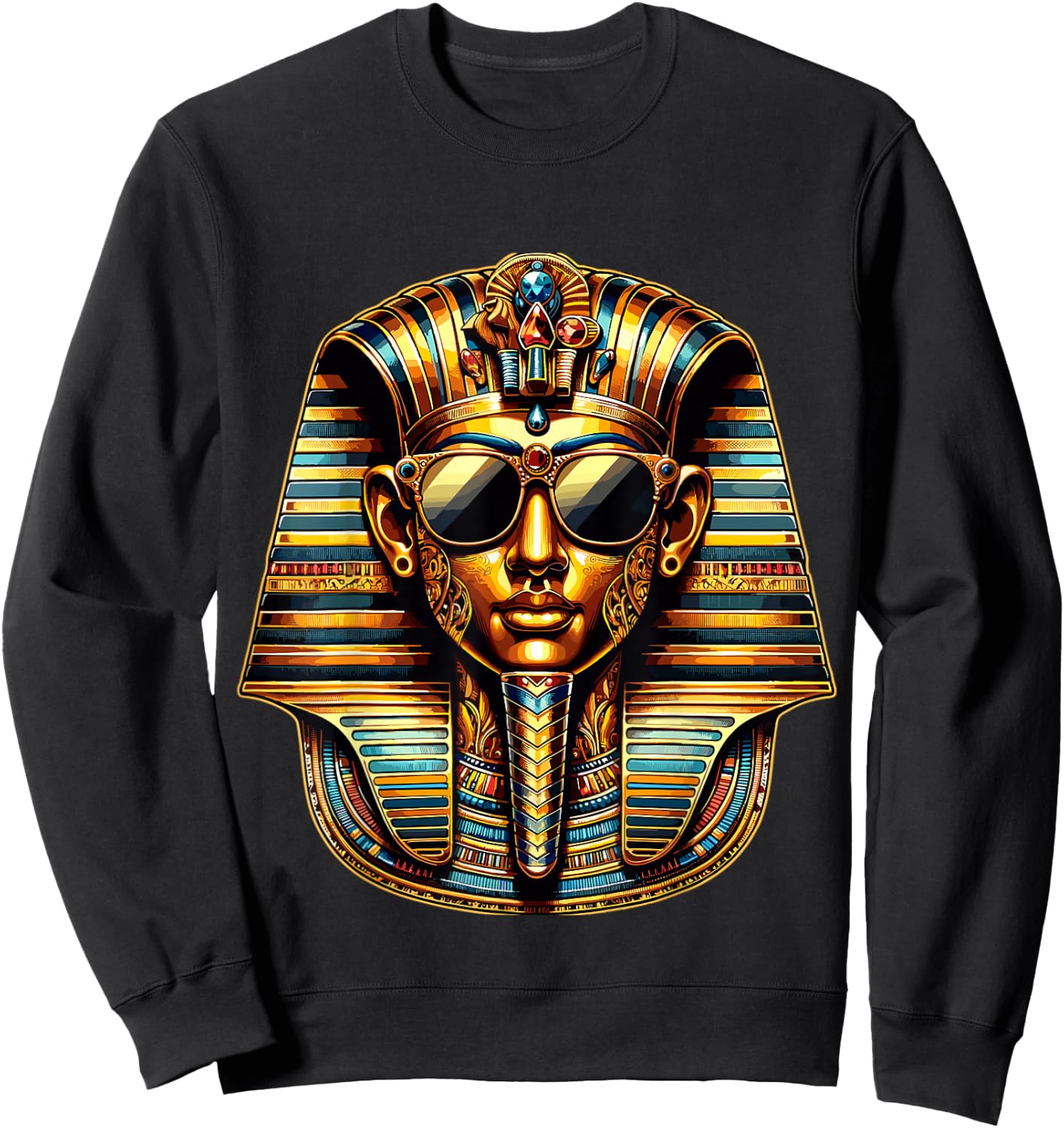 King Pharaoh Tutankhamun King Tut Sunglasses Sweatshirt - Sweatshirt | Black