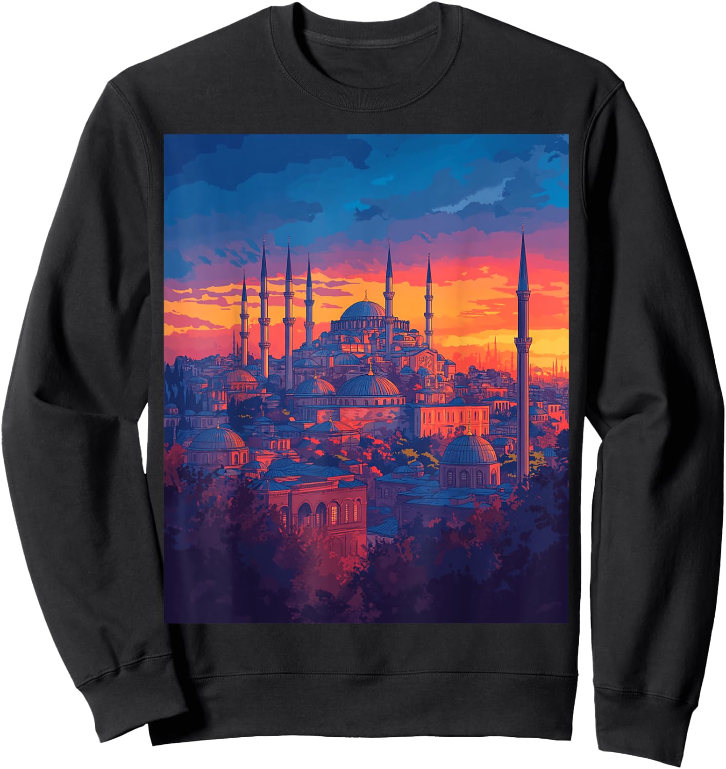 Istanbul Skyline With Historical Architecture Sweatshirt - Sweatshirt | Black