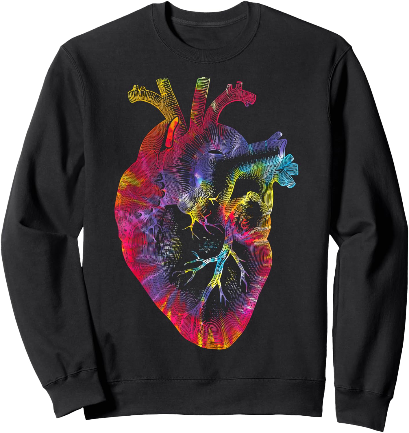 Tie Dye Anatomical Heart Valentines Day Anatomy Love Science Sweatshirt - Sweatshirt | Black