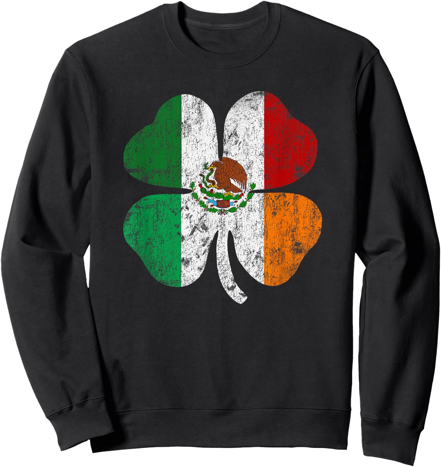Mexican Irish Mexico Ireland St Patricks Shamrock Flag Sweatshirt - Sweatshirt | Black