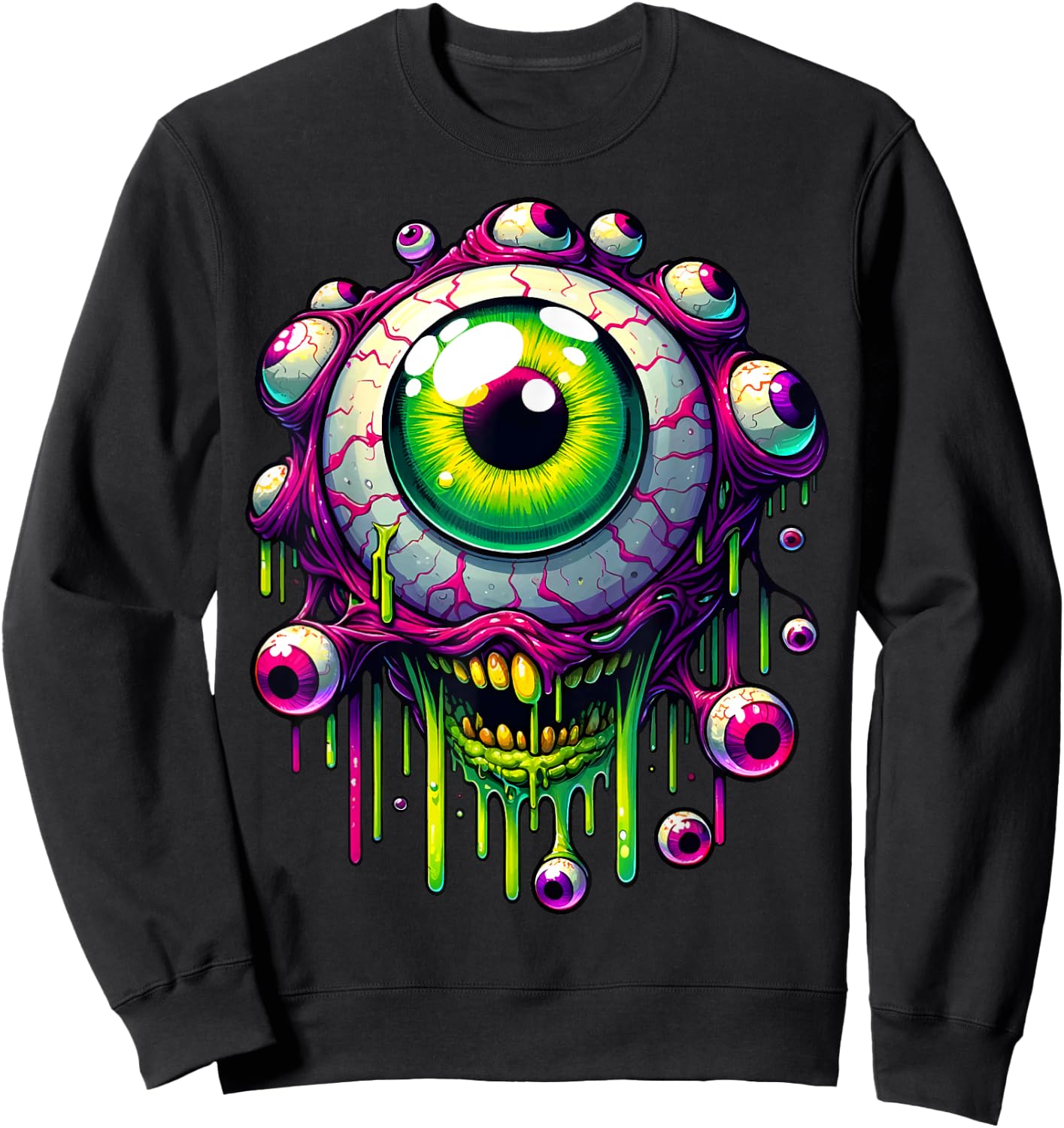 Summer & Festival - Trippy Surreal Psychedelic Eye Art Men Women Girls Kids Sweatshirt - Sweatshirt | Black