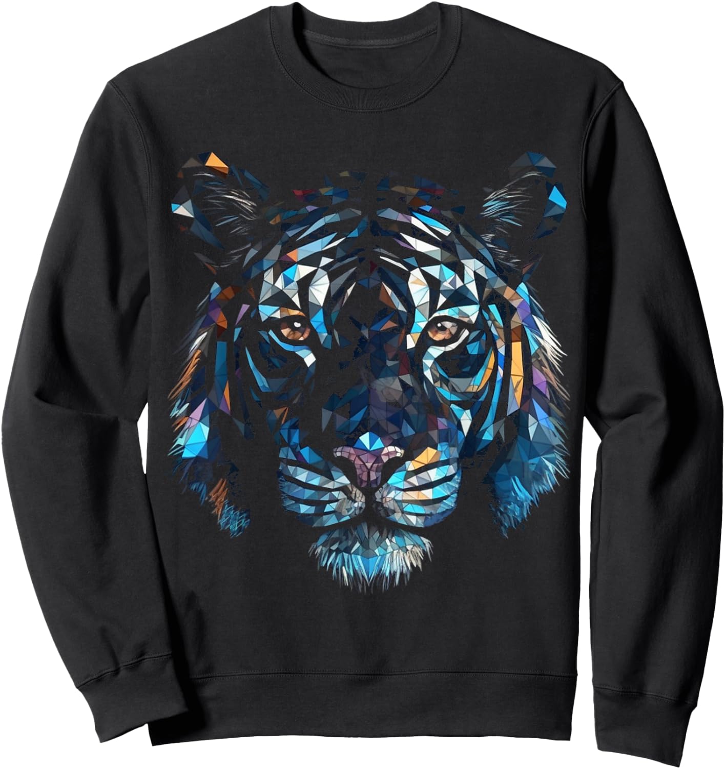 Tiger Polygon Artwork - Colourful Animal Art Tiger Sweatshirt - Sweatshirt | Black