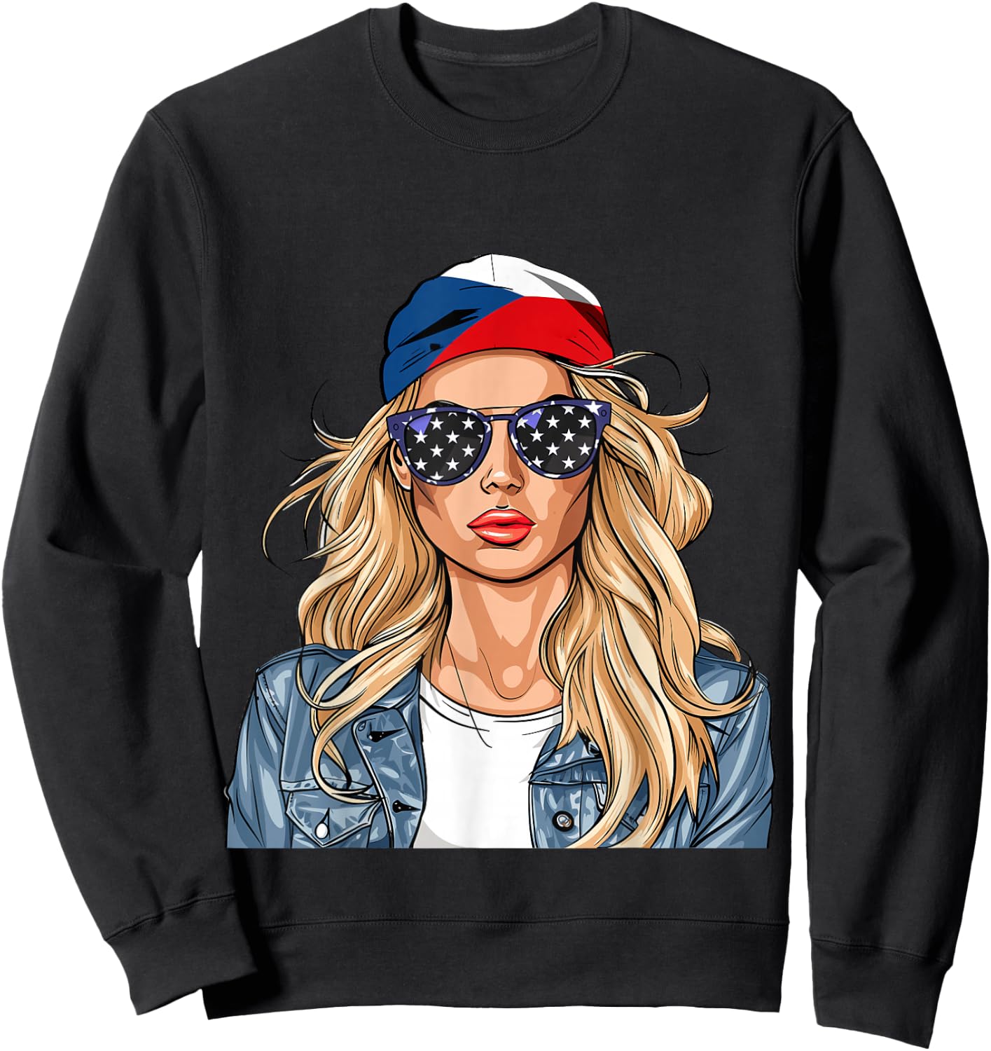 Czech Flag Souvenirs Woman American Products Czechia Sweatshirt - Sweatshirt | Black