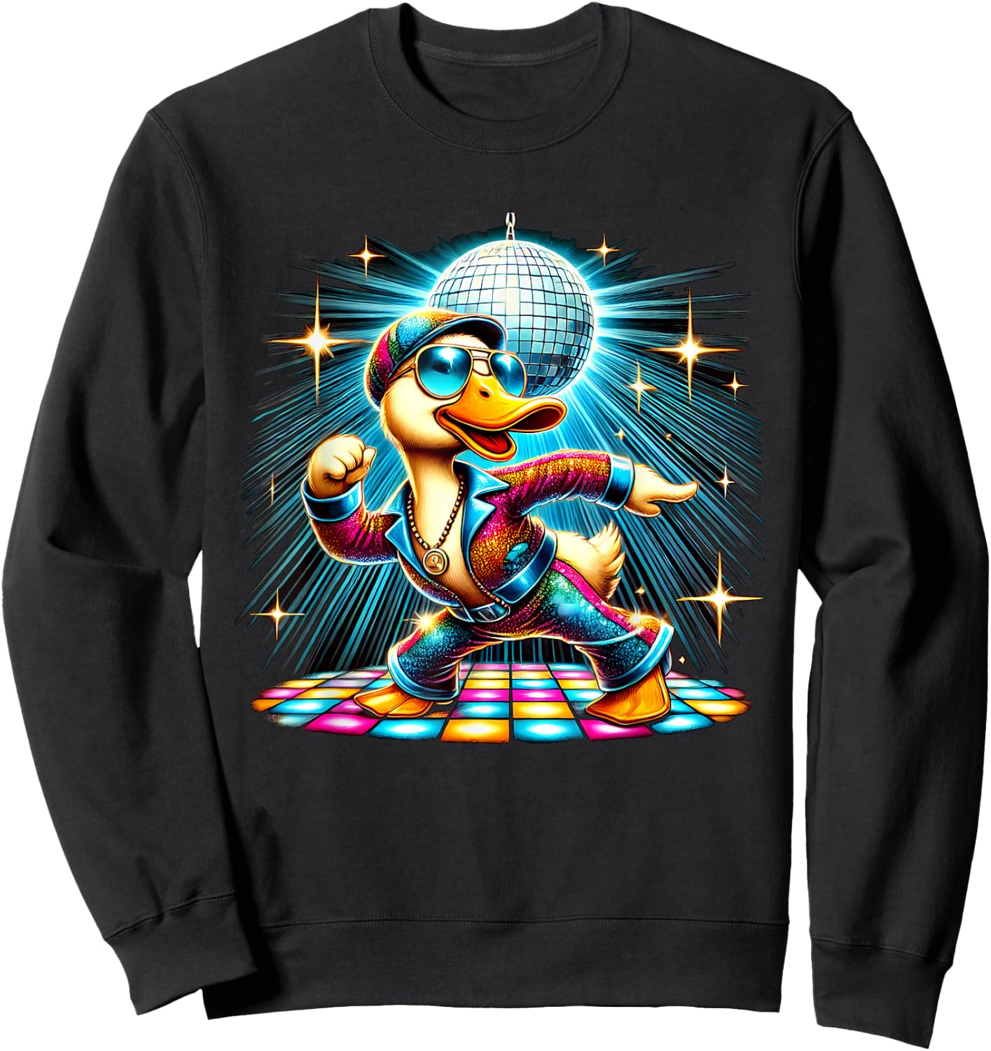 Aesthetic Duck Disco Dancer Sweatshirt - Sweatshirt | Black