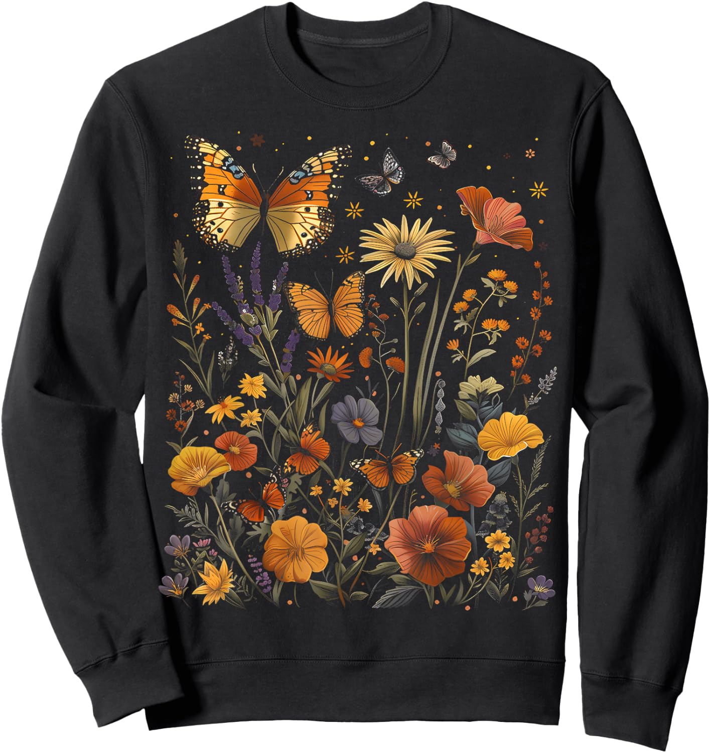 Pollinator Garden Design Wildlife Flowers Native Plants Sweatshirt - Sweatshirt | Black