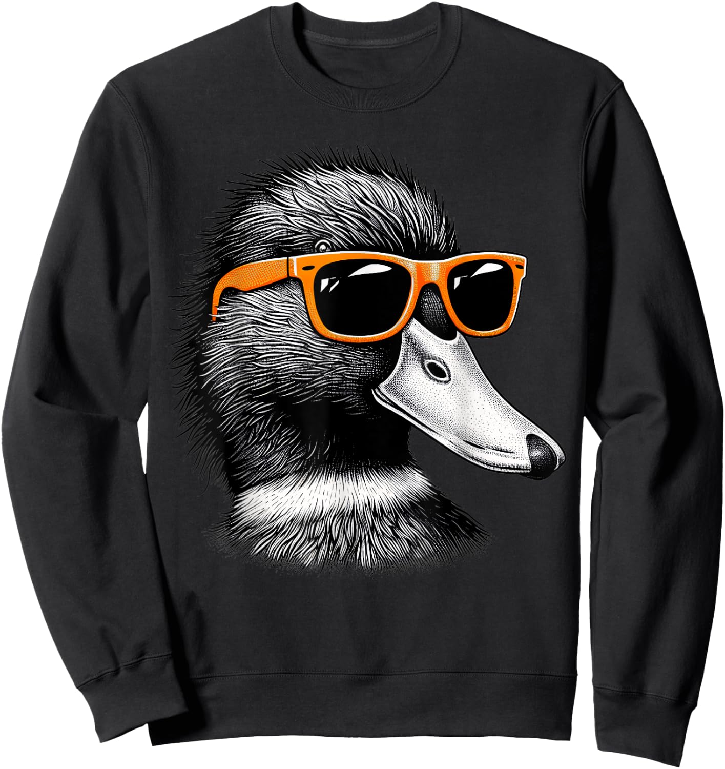 Cool Mallard Bird Wearing Sunglasses Graphic Art Sweatshirt - Sweatshirt | Black