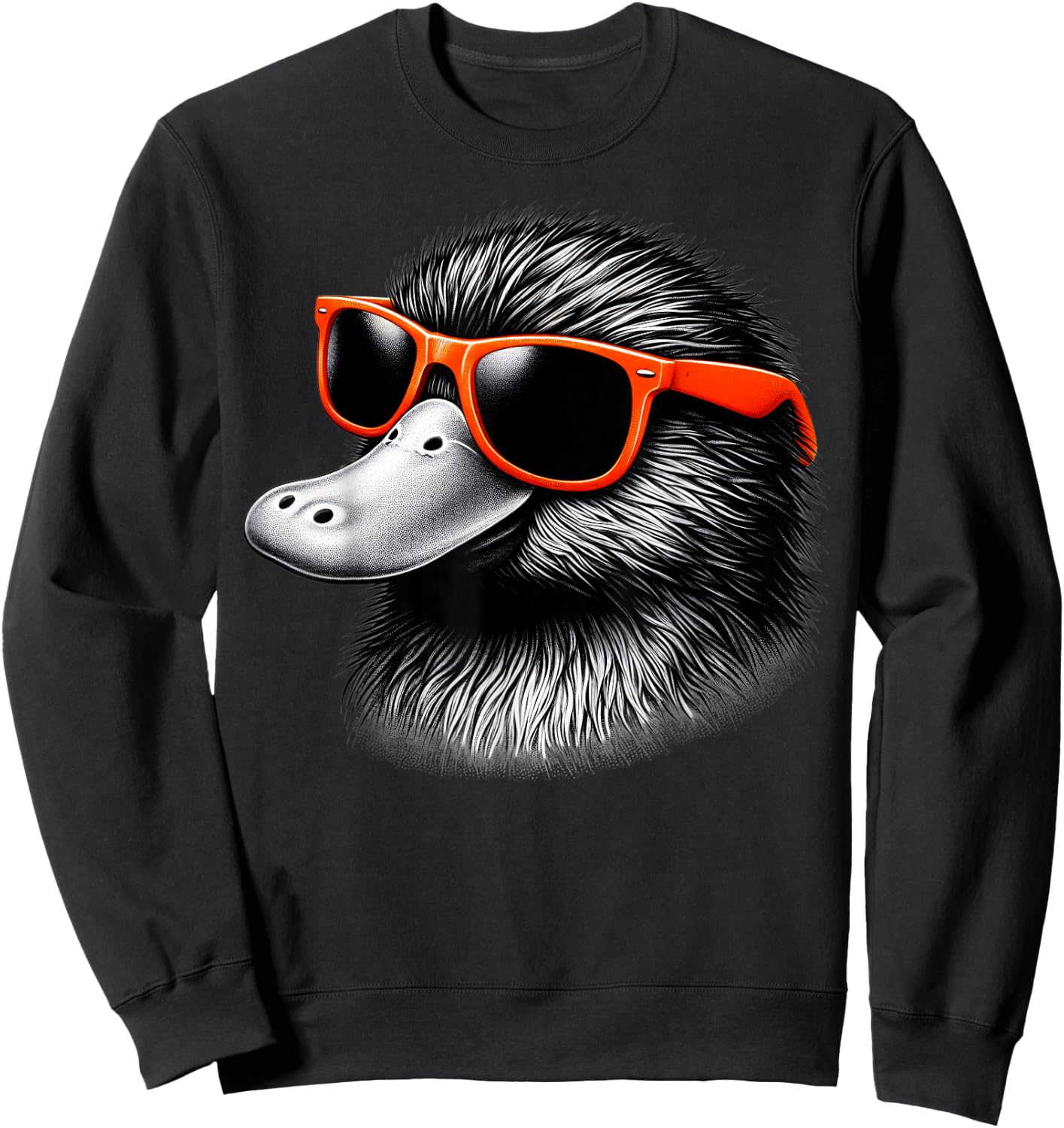 Cool Platypus Wearing Sunglasses Graphic Art Sweatshirt - Sweatshirt | Black