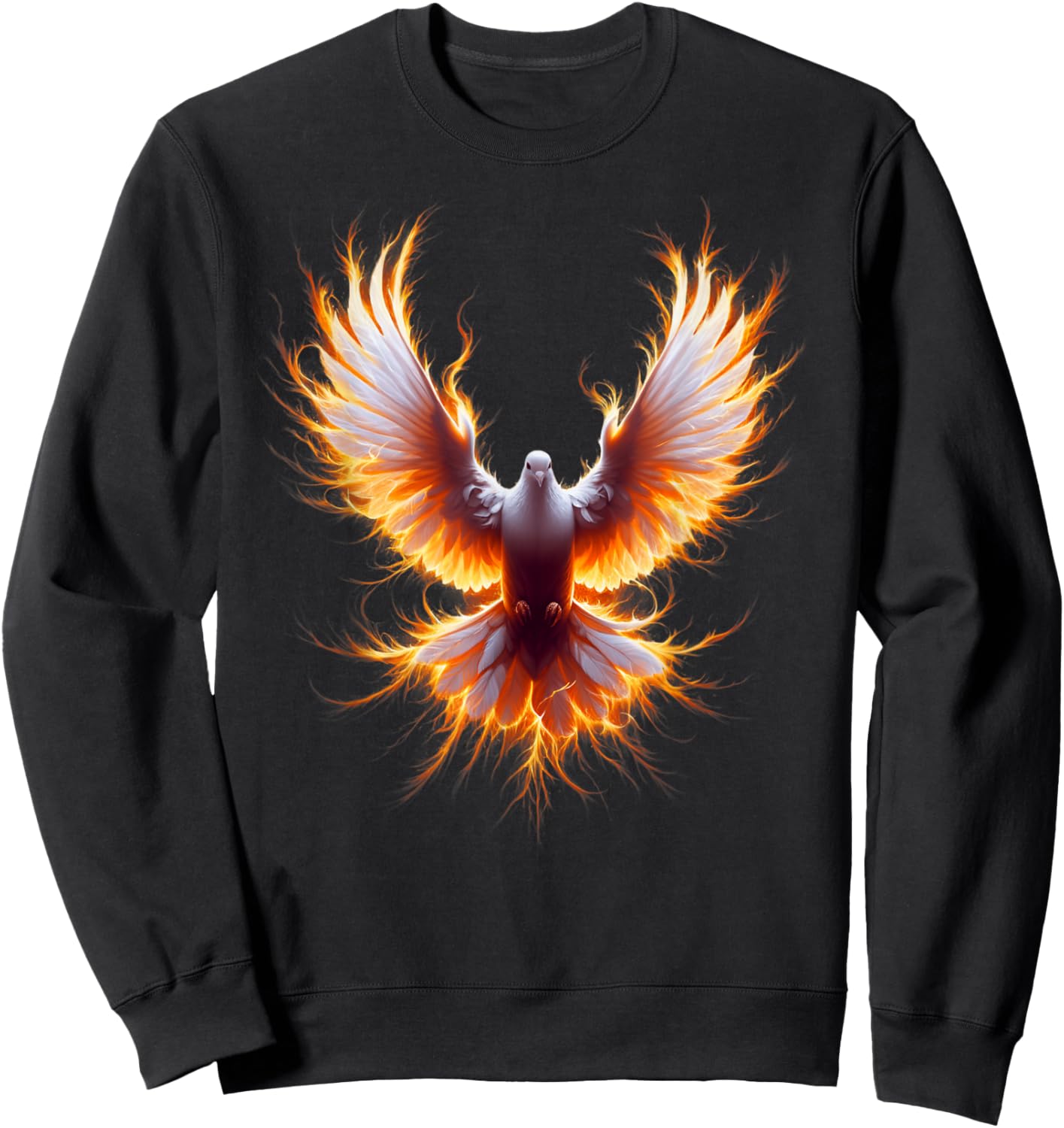 Flaming dove Holy Spirit Pentecost Christian faith Sweatshirt - Sweatshirt | Black