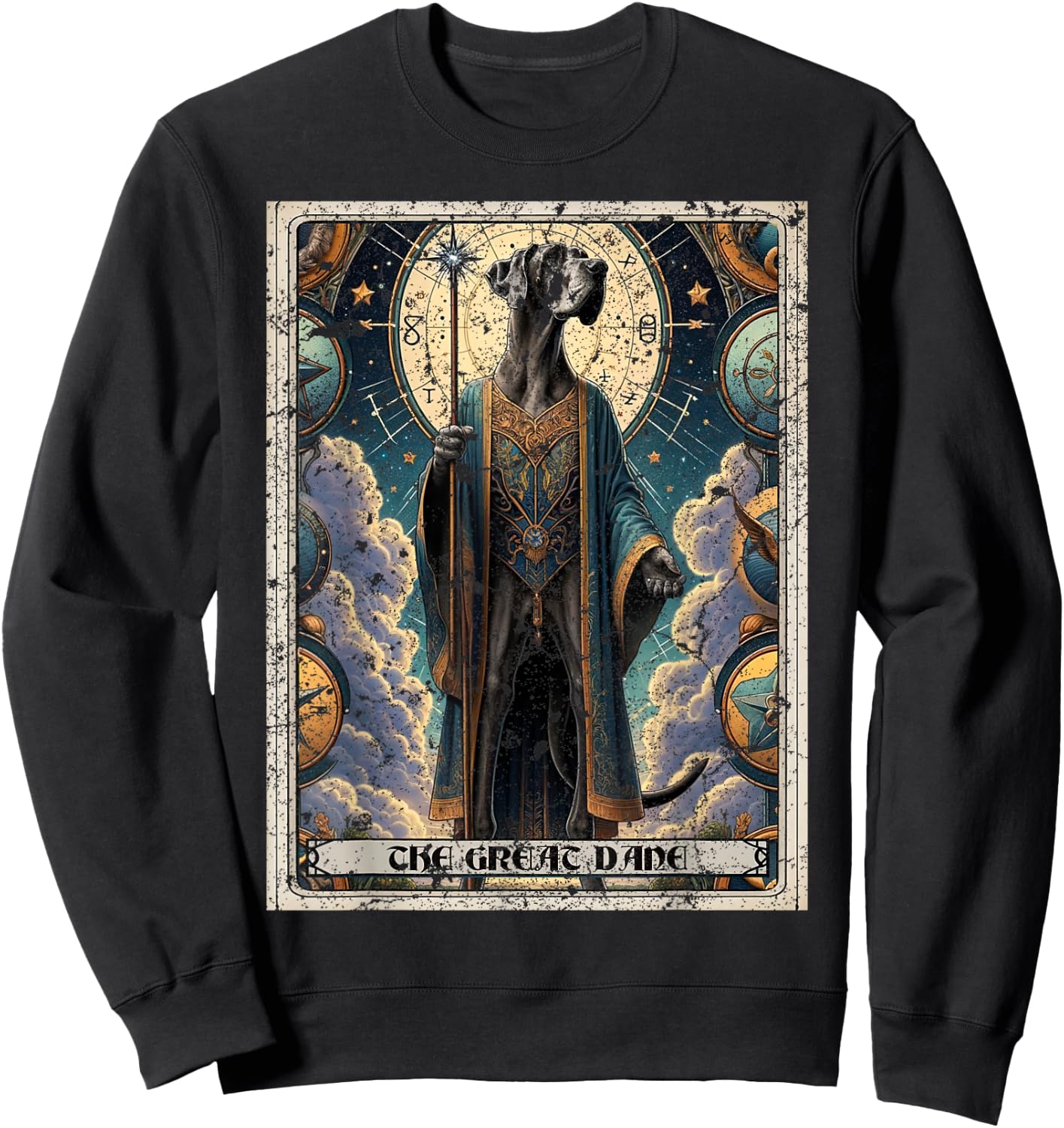 Great Dane Tarot Card Dog Sweatshirt - Sweatshirt | Black