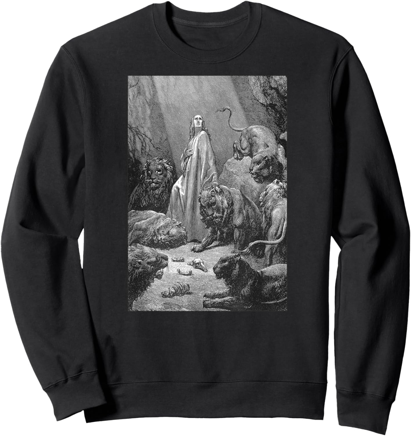Gustave Dore Daniel in the Lions Den Sweatshirt - Sweatshirt | Black