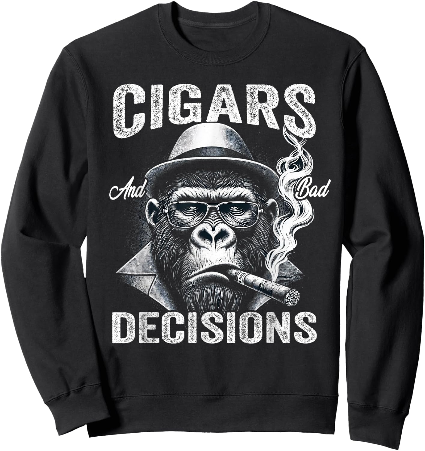 Funny Monkey Cigars And Bad Decisions Women Sweatshirt - Sweatshirt | Black