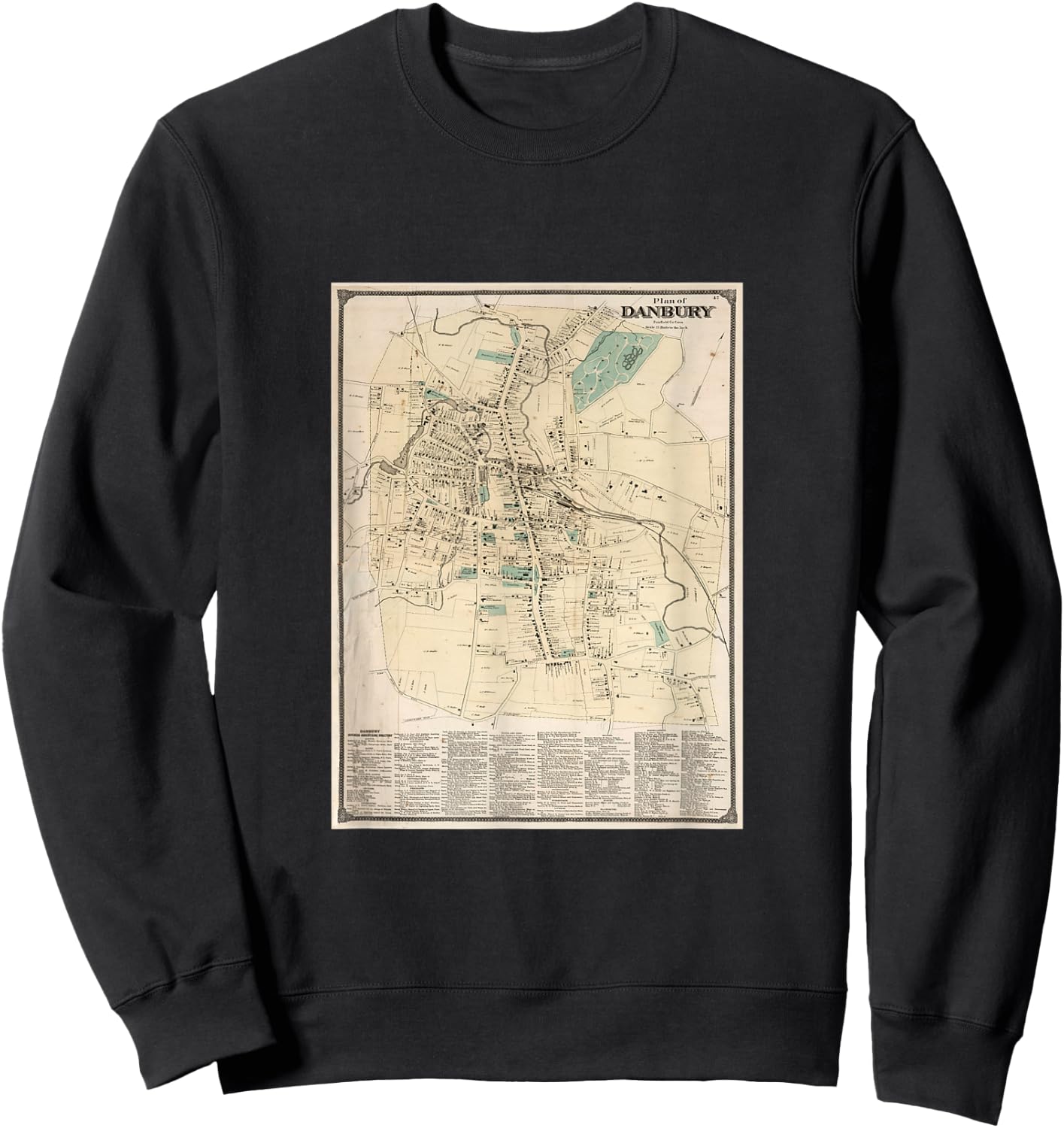 Vintage Danbury CT Map (1867) Sweatshirt - Sweatshirt | Black