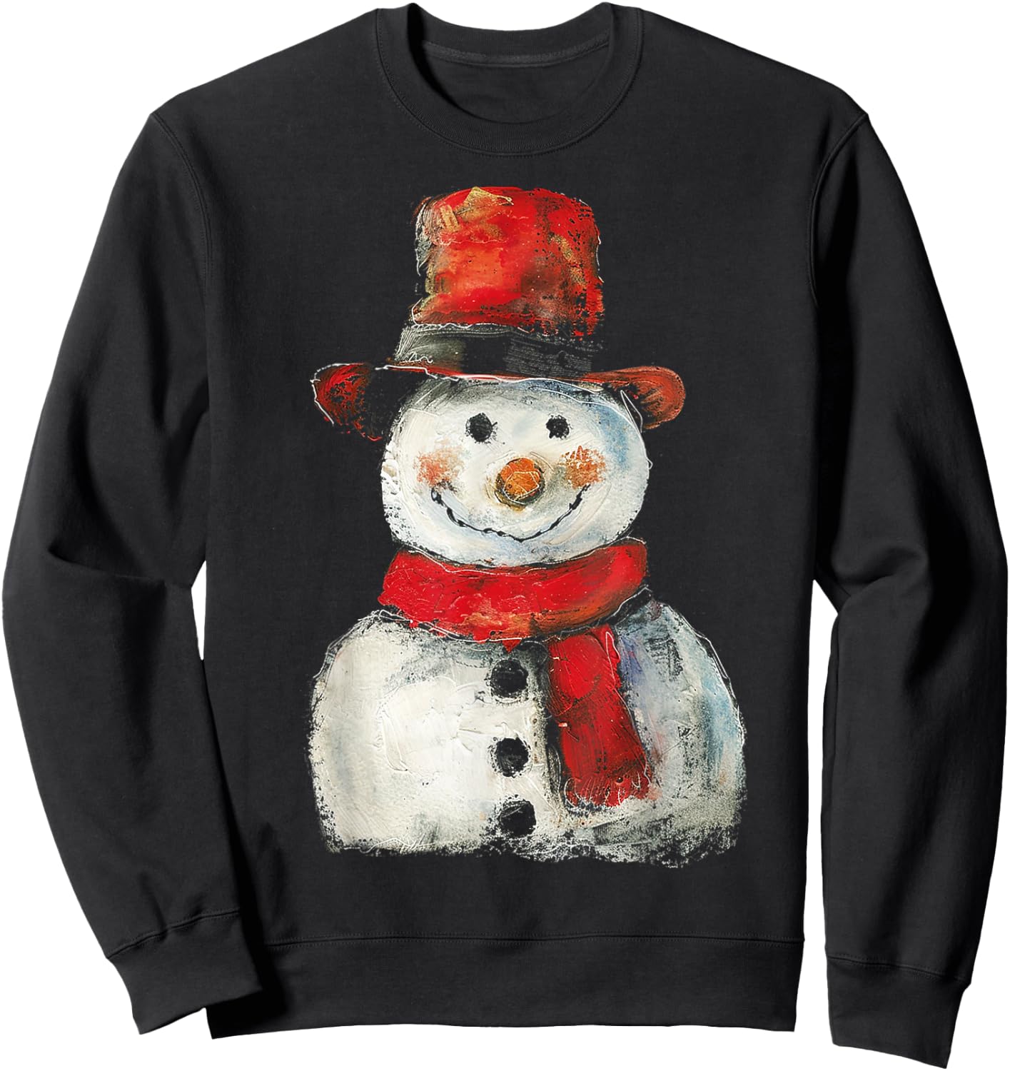Snowman Christmas Graphic X-Mas Art Family Snowman Sweatshirt - Sweatshirt | Black