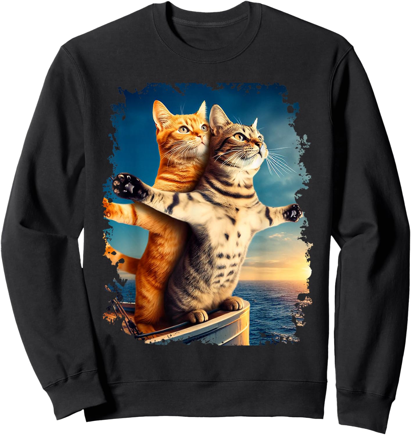 Titanic Meme Shirt for Kids Girls Funny Cat Titanic Sweatshirt - Sweatshirt | Black