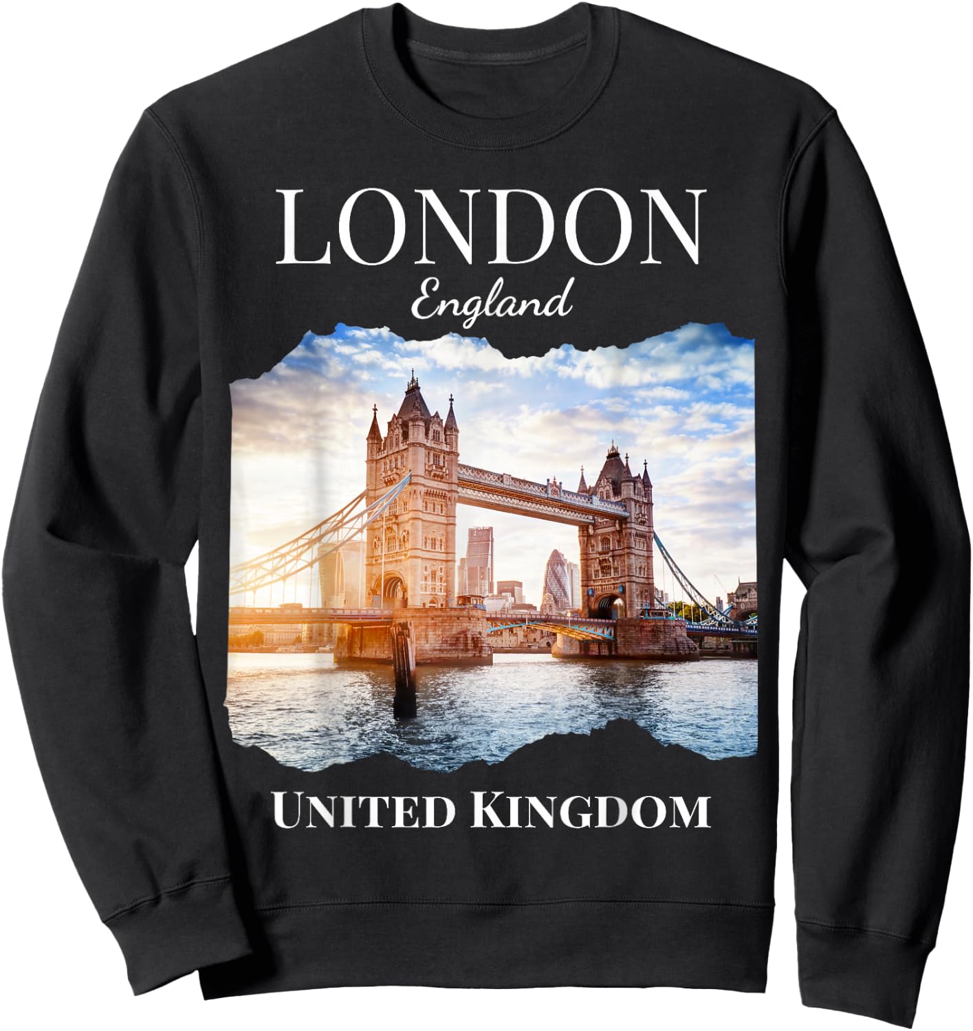 London England United Kingdom Souvenir Tower Bridge Vacation Sweatshirt - Sweatshirt | Black