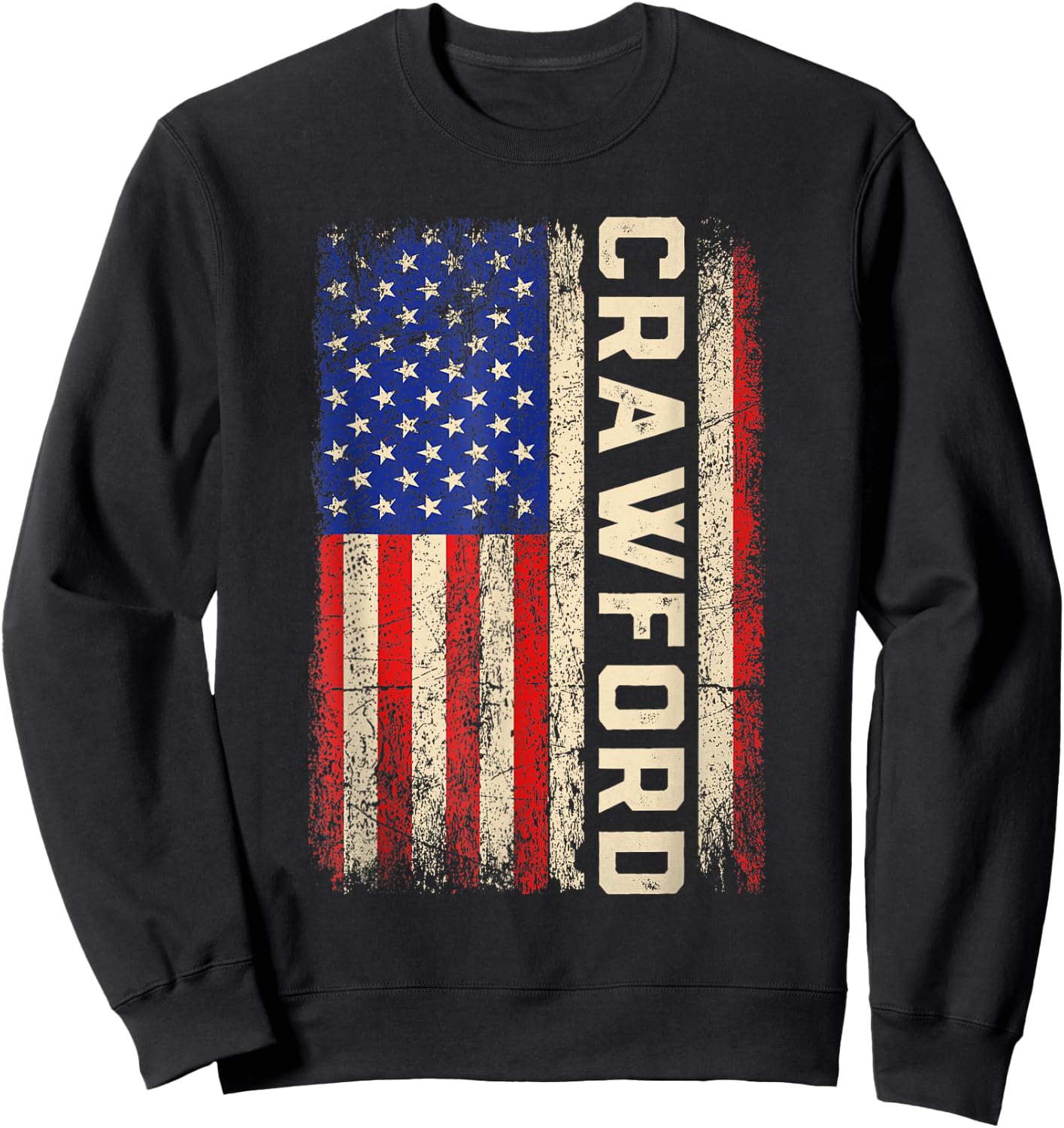 Crawford Last Name Shirt Crawford Name American Flag Sweatshirt - Sweatshirt | Black