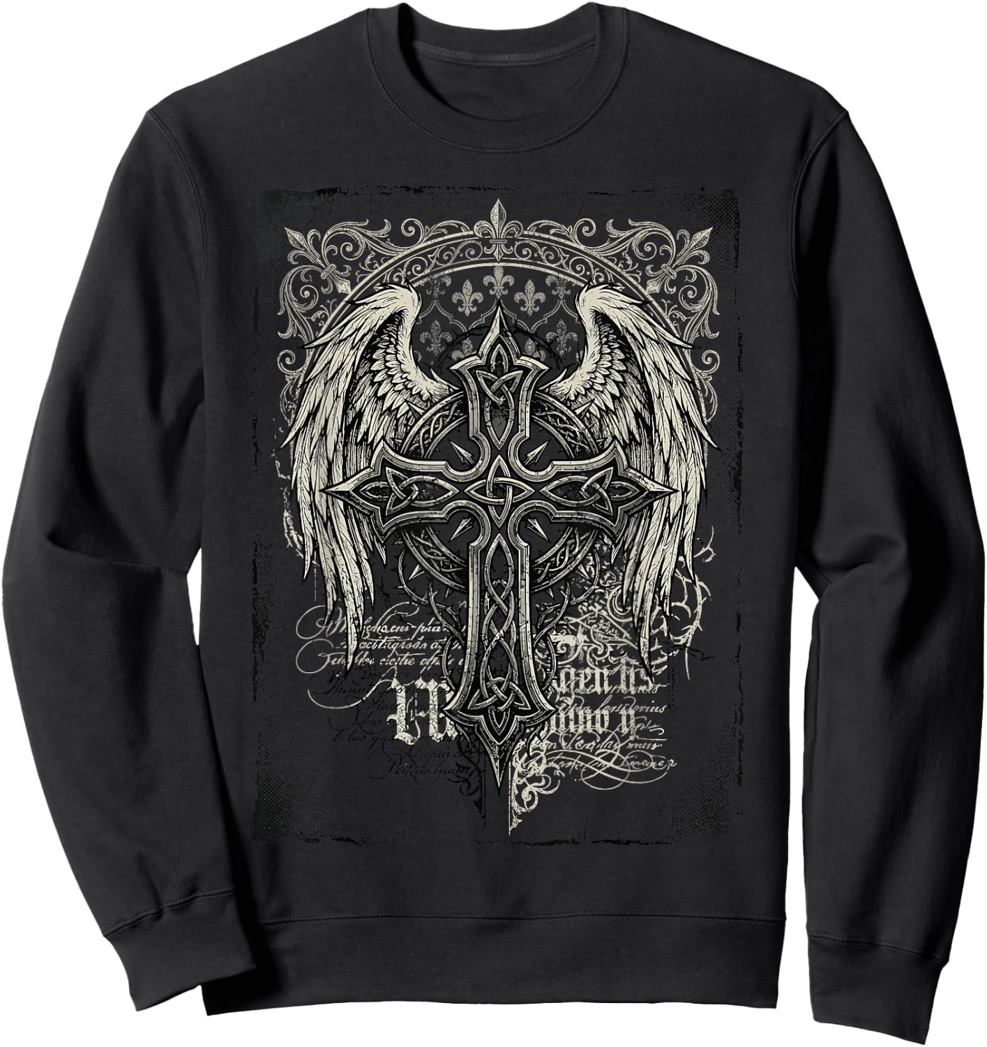 Y2K Grunge Cross Gothic Men Streetwear Sweatshirt - Sweatshirt | Black