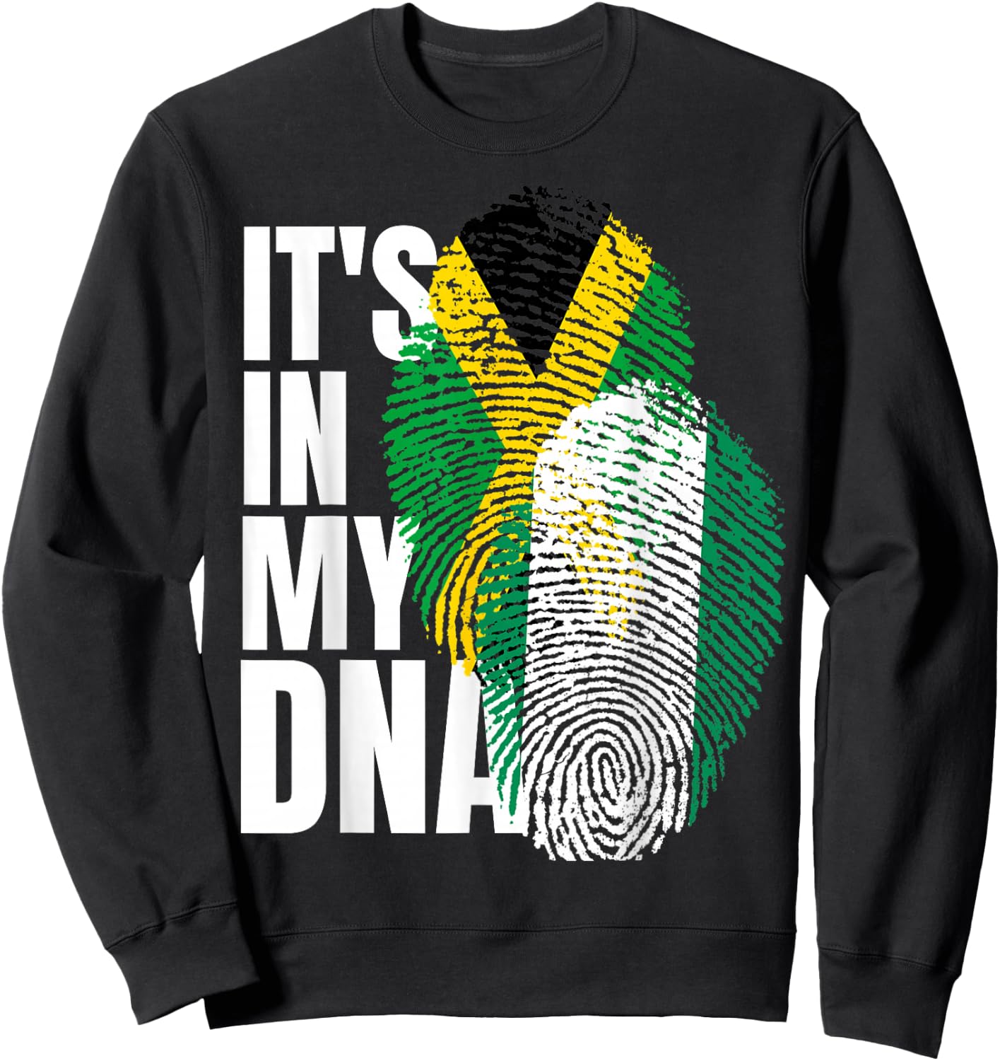 Jamaican And Nigerian Mix DNA Heritage Flag Sweatshirt - Sweatshirt | Black