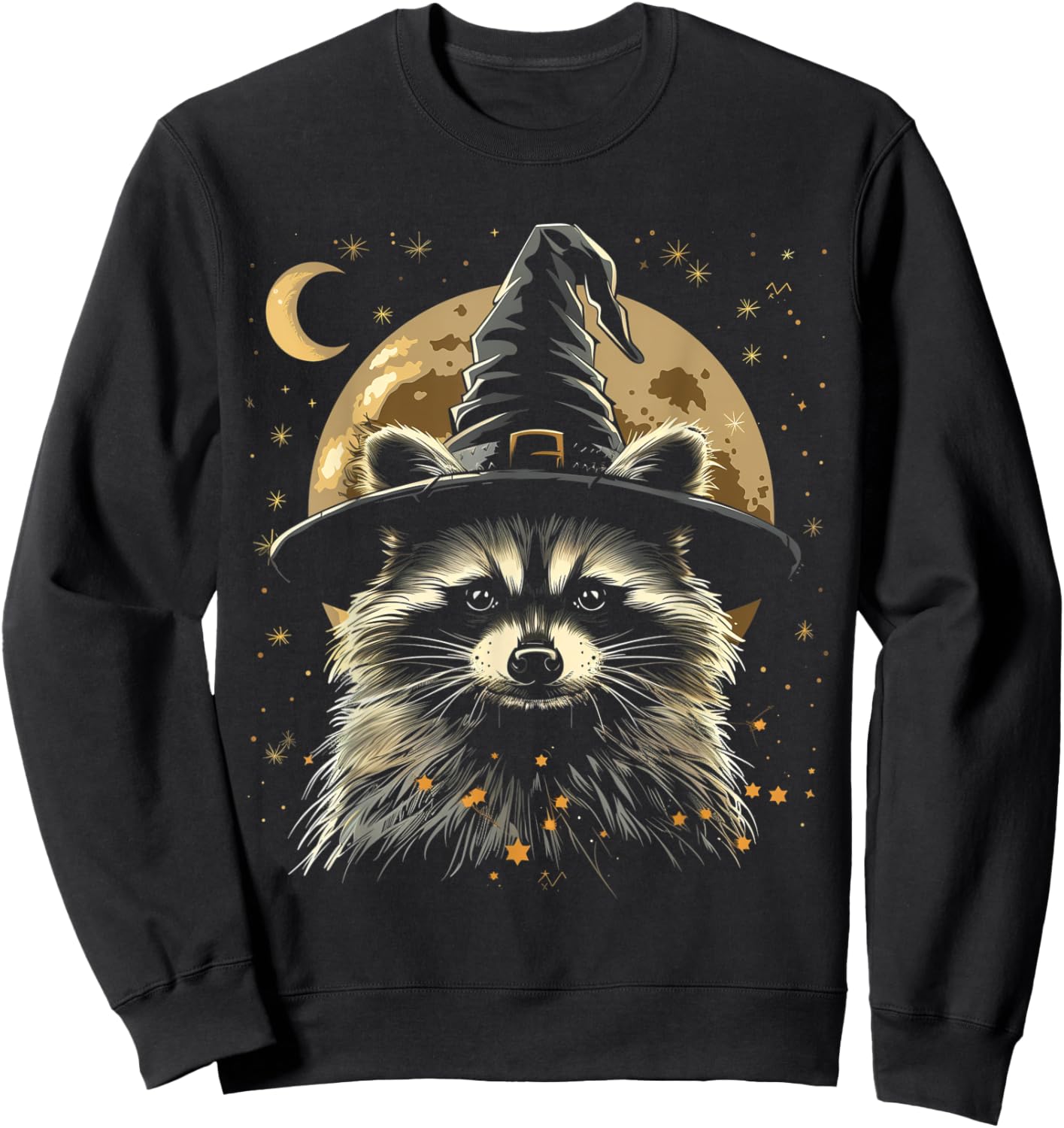 Raccoon Halloween Wizard Hat Funny Cute Witch Costume Sweatshirt - Sweatshirt | Black