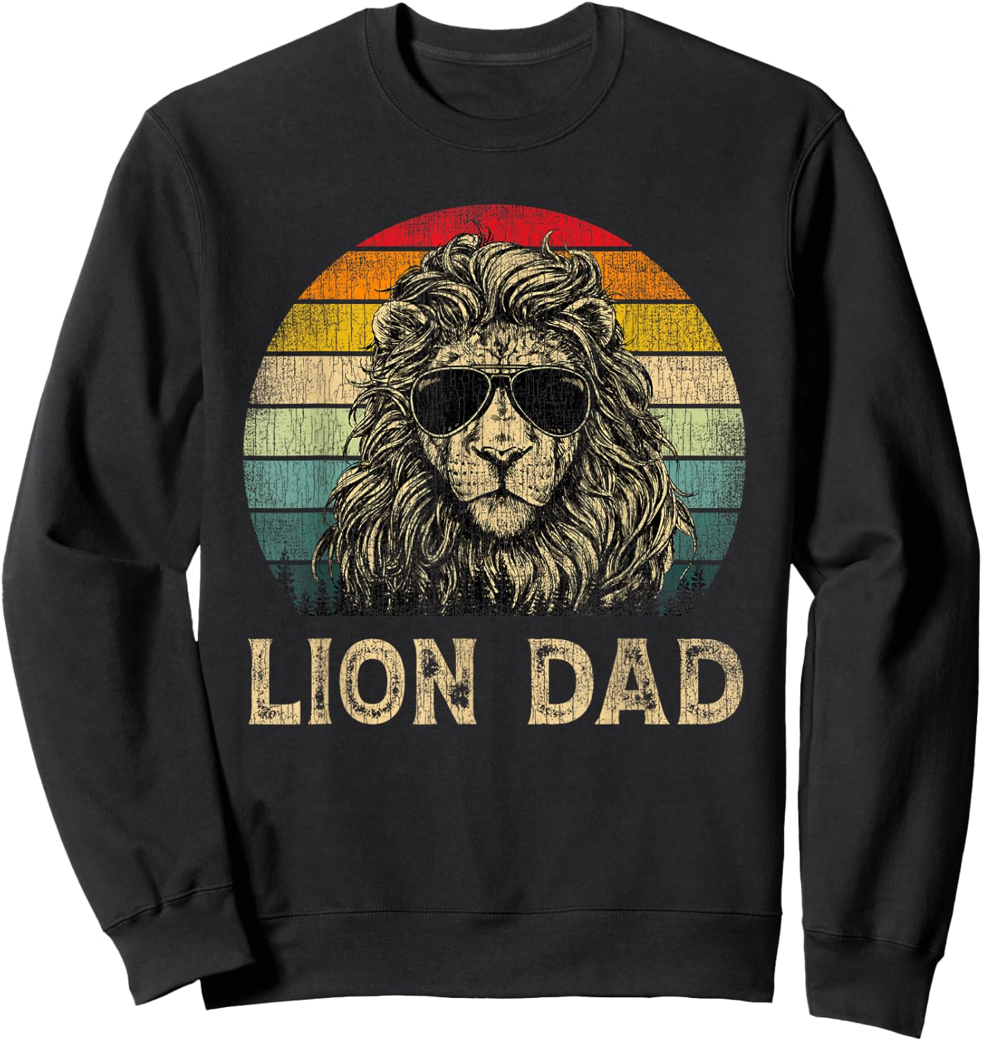 Vintage Lion Dad Lion Lovers Daddy Father's Day Sweatshirt - Sweatshirt | Black