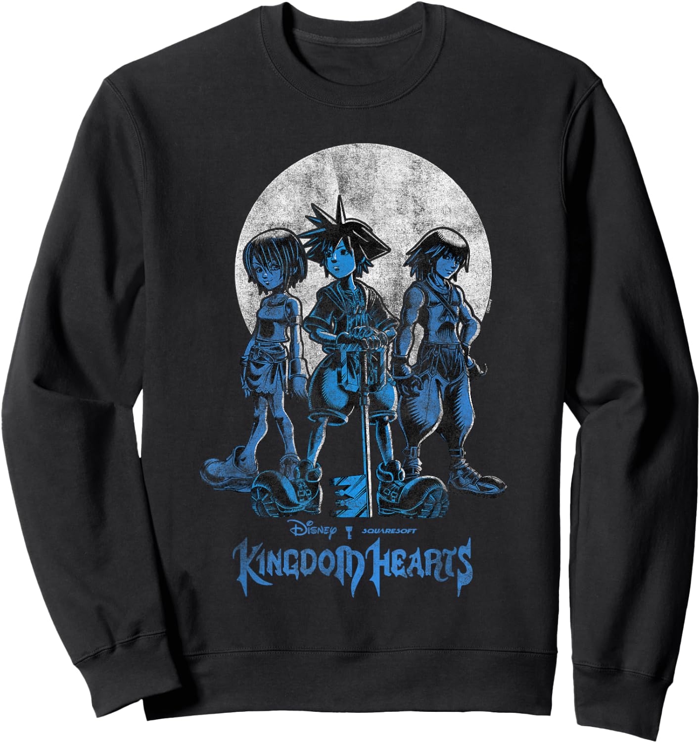 Disney Kingdom Hearts Moon Friendship Trio Distressed Logo Sweatshirt - Sweatshirt | Black