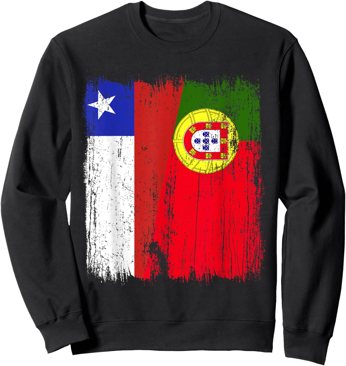 Chilean Portuguese Half Flag Chile Portugal Jersey Sweatshirt - Sweatshirt | Black