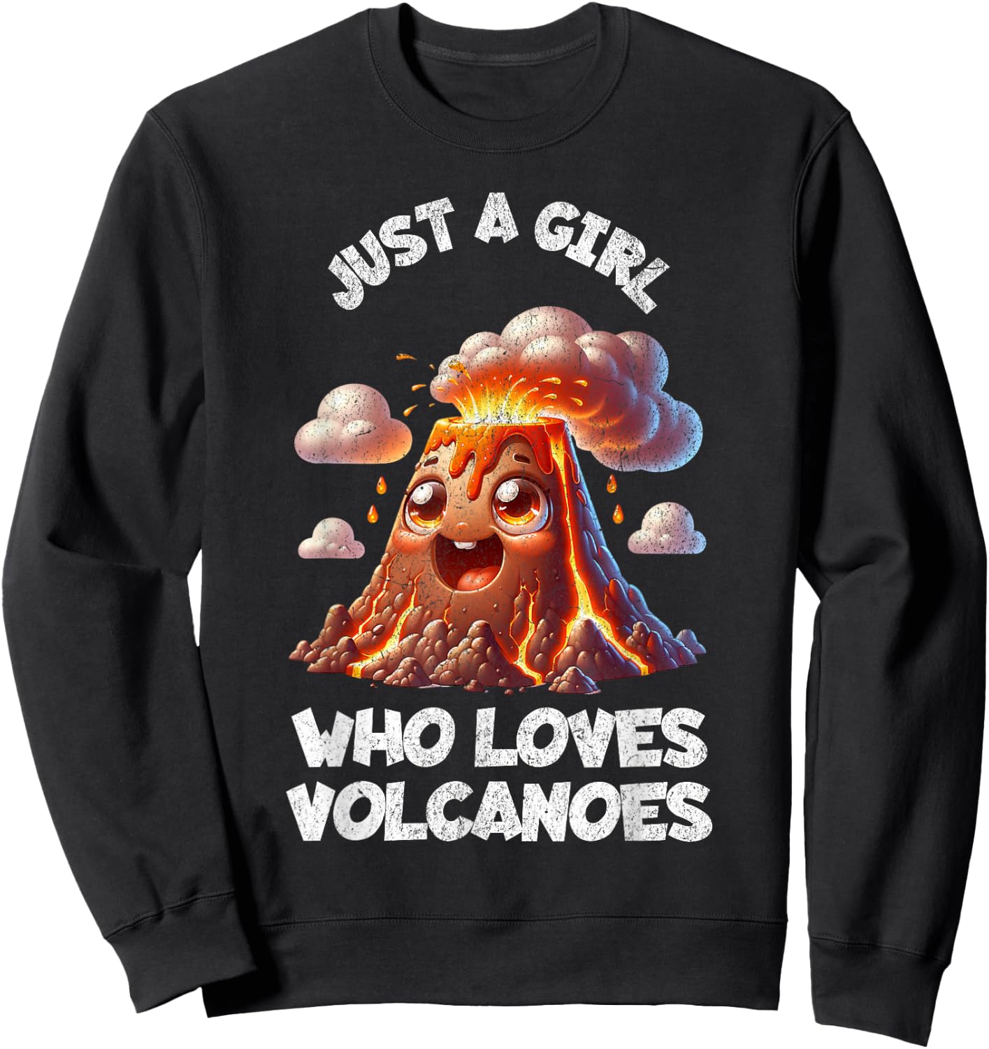 Funny Cute Volcano For Girls Sister Daughter Kids Who Love Sweatshirt - Sweatshirt | Black
