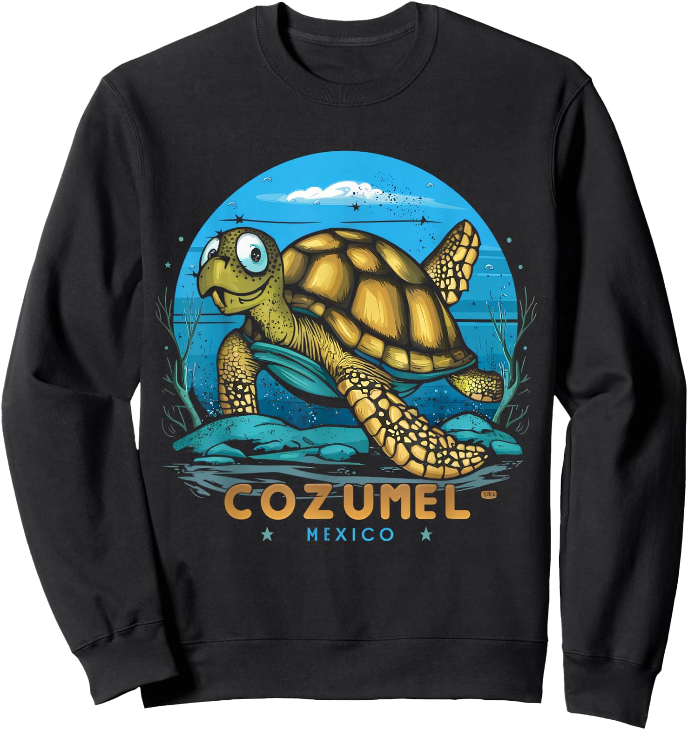 Cozumel, Mexico Sea Turtle Sweatshirt - Sweatshirt | Black