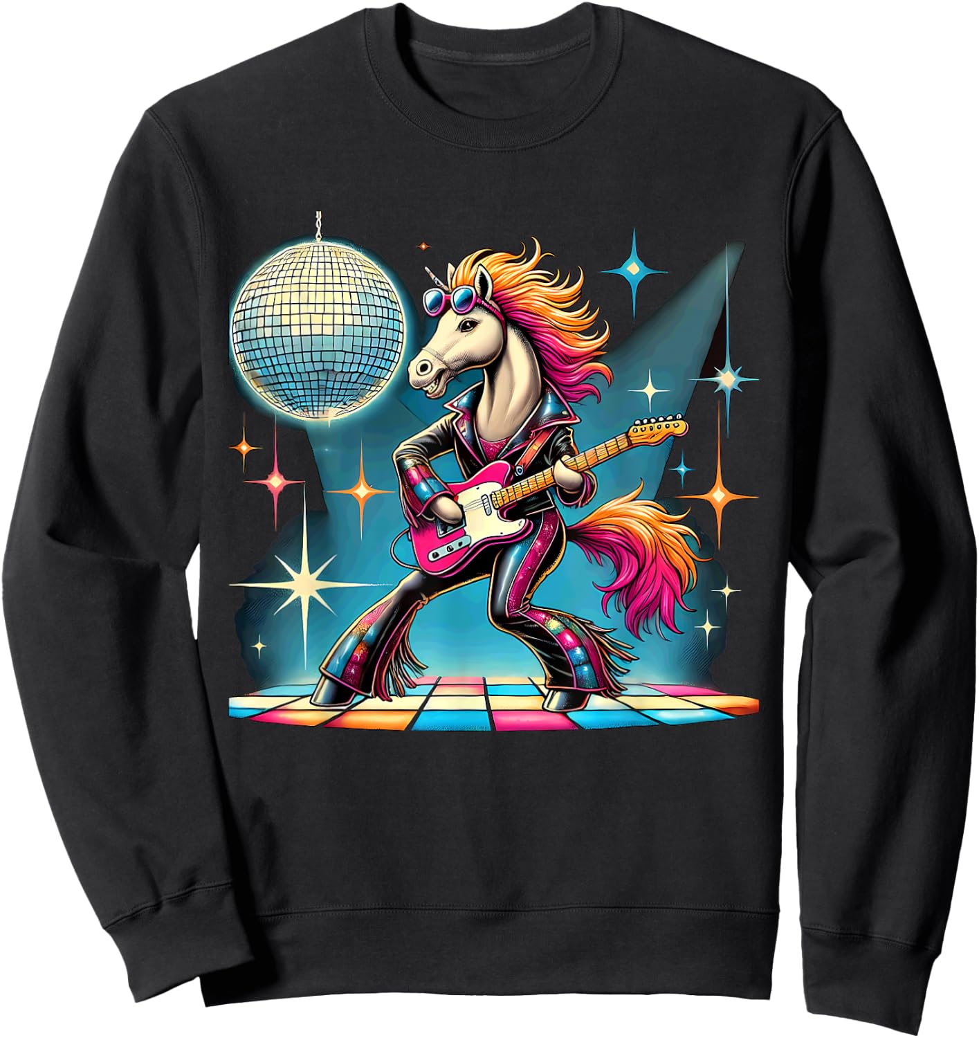 Aesthetic Horse Disco Sweatshirt - Sweatshirt | Black