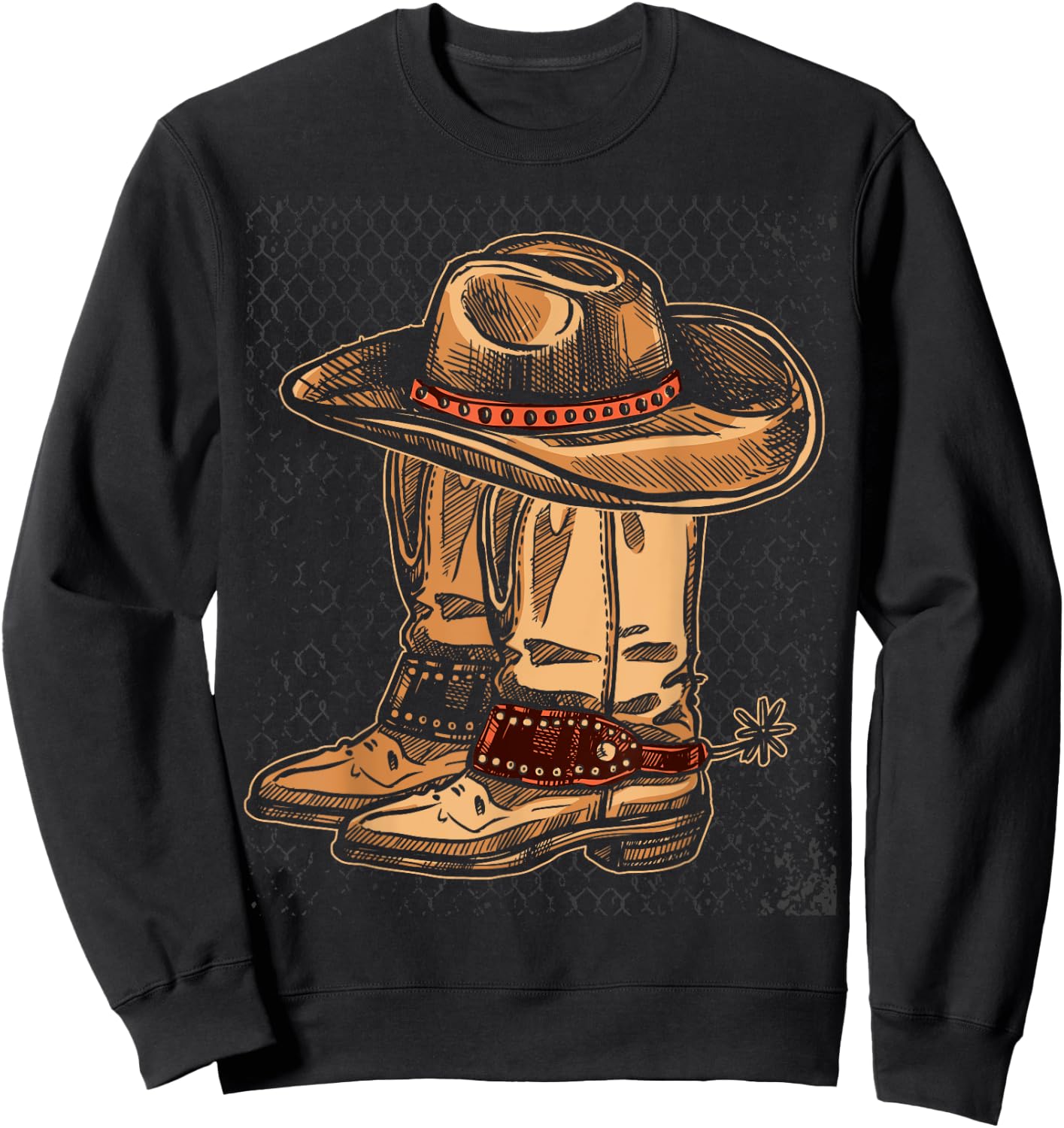 Rodeo Bull Riding Hat Line Dance Boots Cowboy Sweatshirt - Sweatshirt | Black