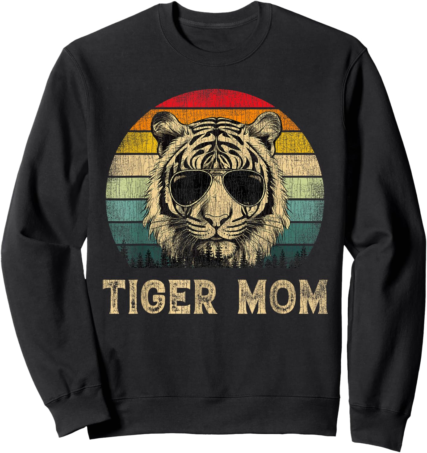 Vintage Tiger Mom Tiger Lovers Mommy Mother's Day Sweatshirt - Sweatshirt | Black