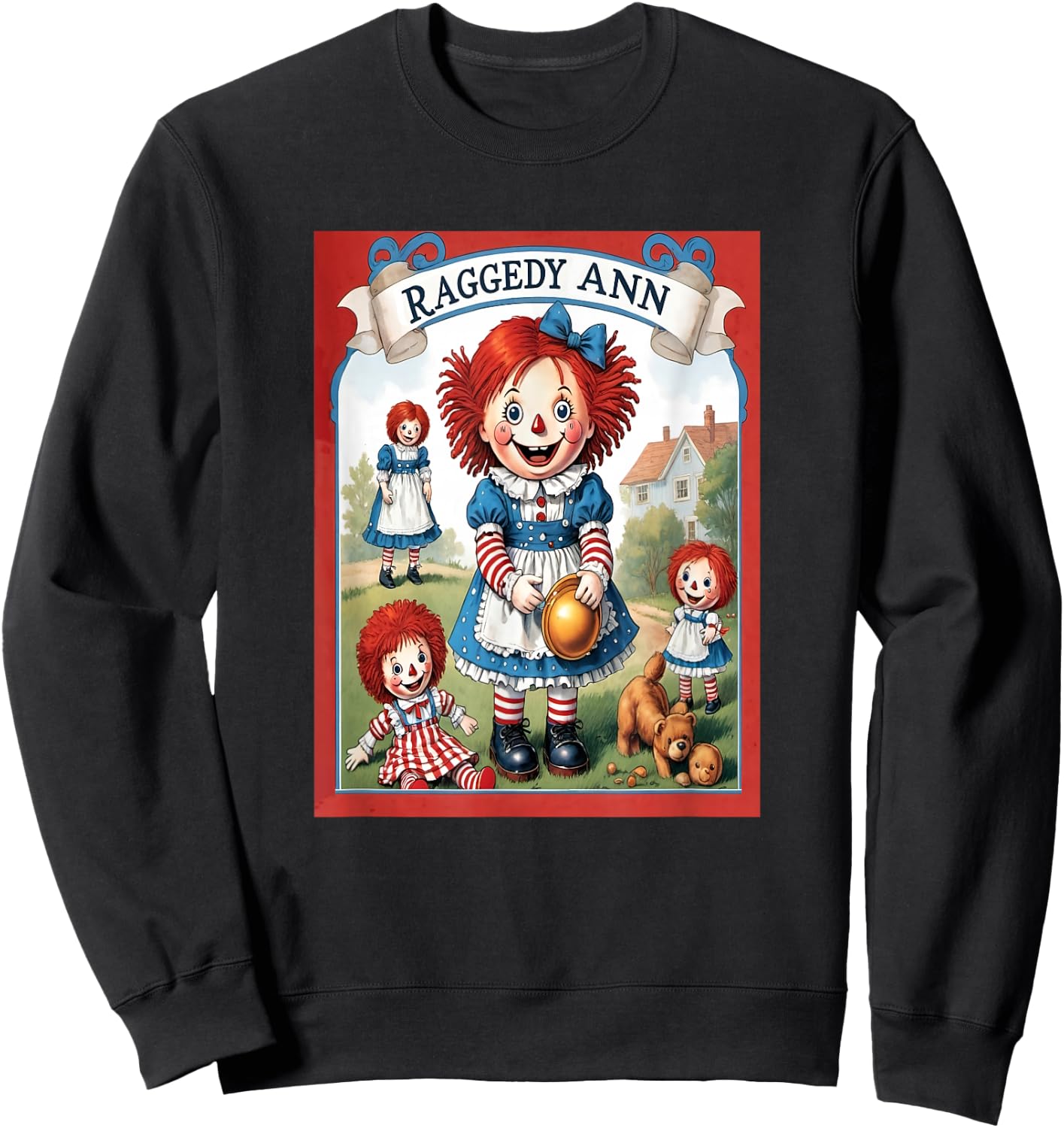 Children's Rag Doll Story Raggedy Ann Stories , Small, Black Sweatshirt - Sweatshirt | Black