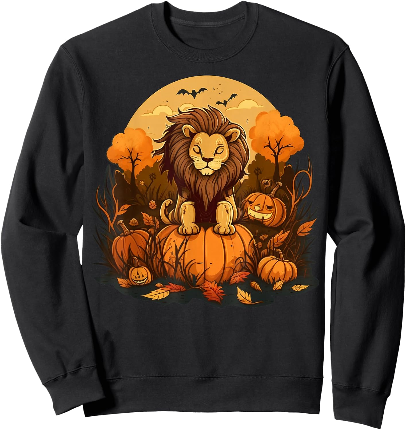 Pumpkin Lion costume on Lion Halloween Sweatshirt - Sweatshirt | Black