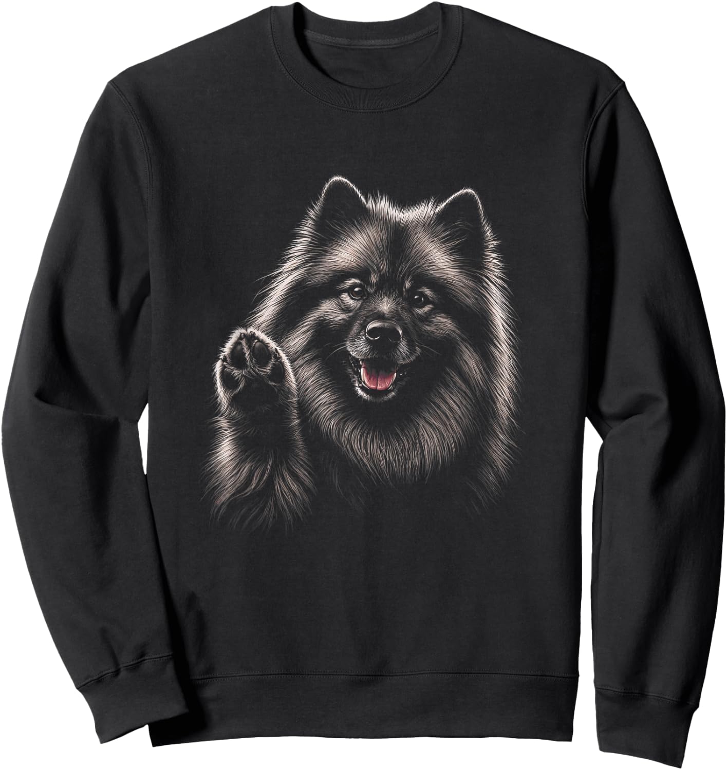 Keeshond Graphic Artwork Design Sweatshirt - Sweatshirt | Black