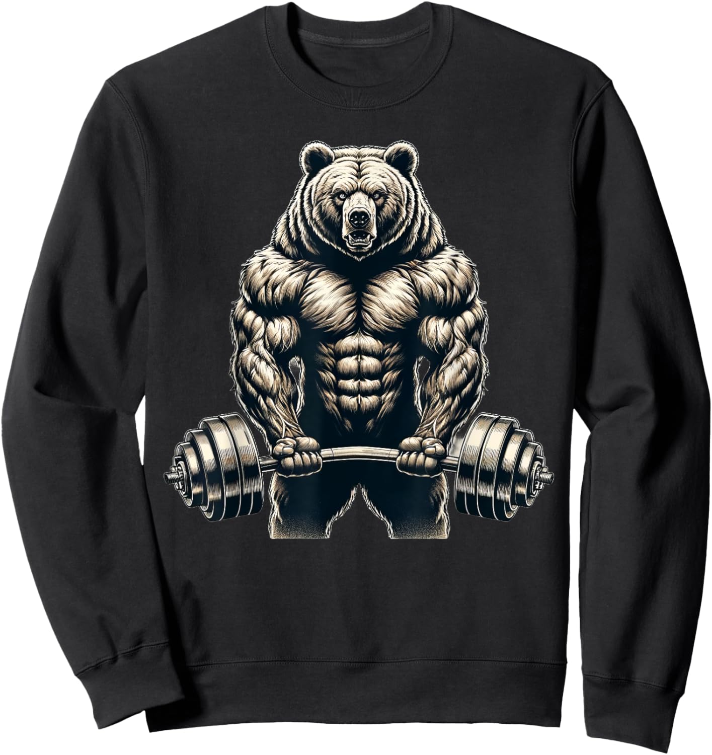 Bear Powerlifting Weightlifting Gym Workout Sweatshirt - Sweatshirt | Black