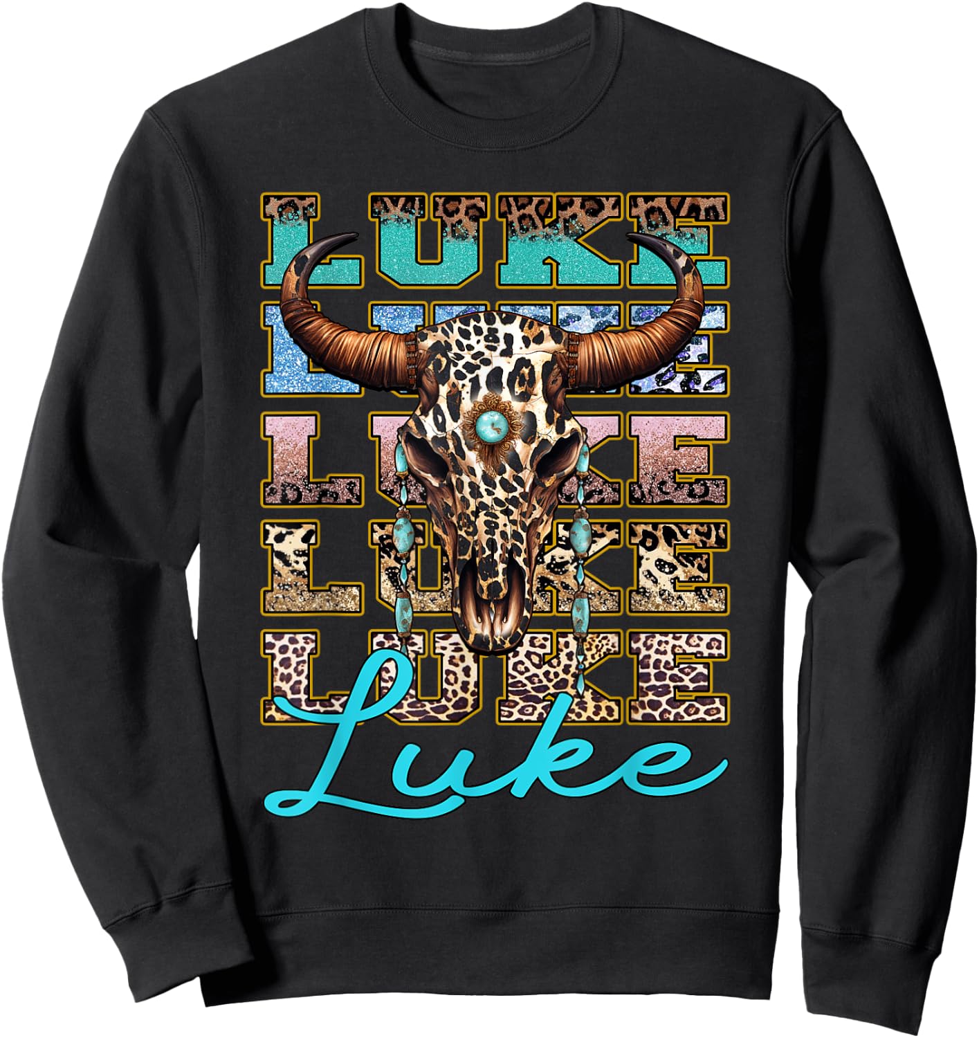 Luke Longhorn Southern Western 90s Style Sweatshirt - Sweatshirt | Black