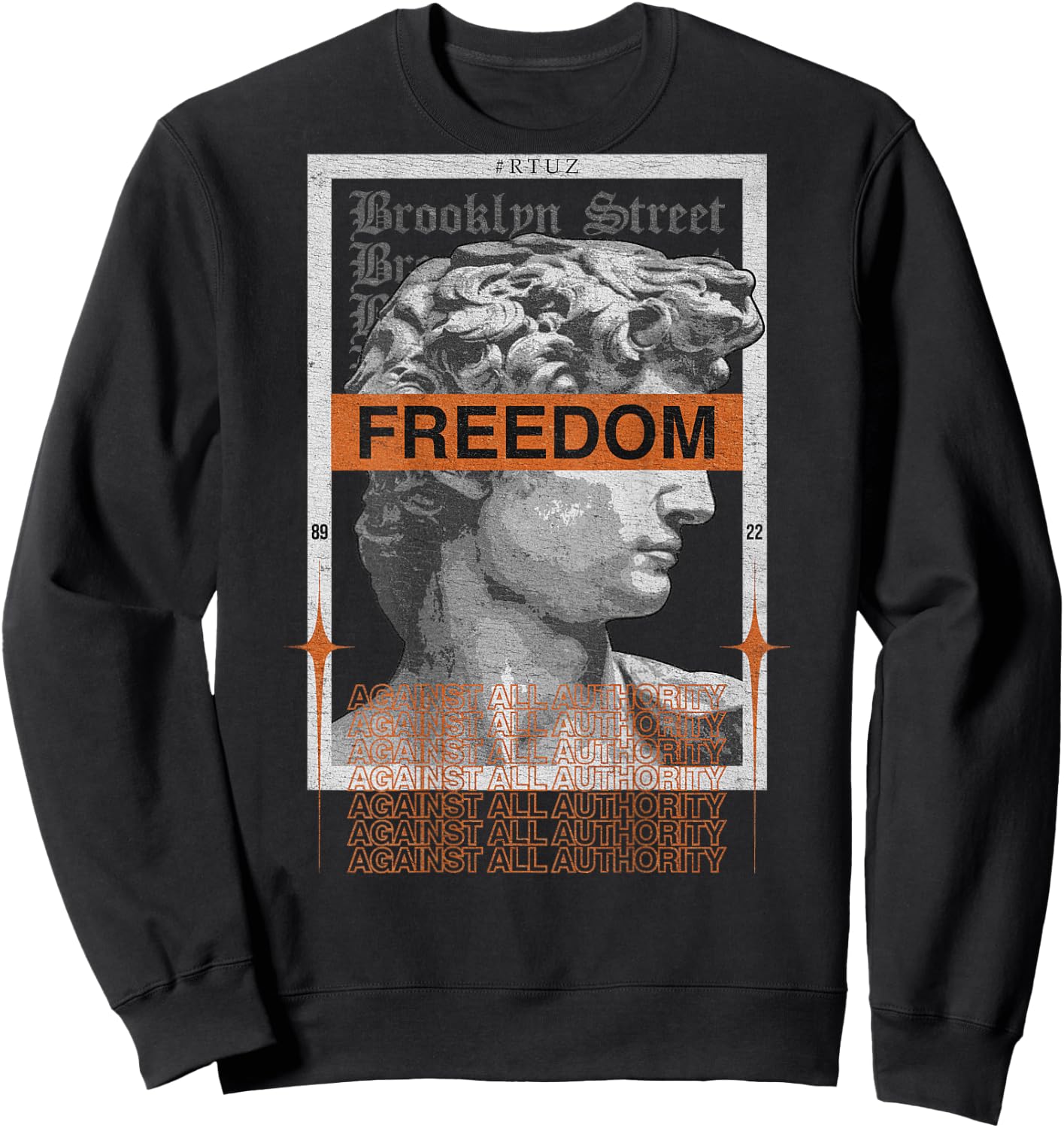Hip Hop Vintage Hipster Edgy Urban Y2K Back Print Streetwear Sweatshirt - Sweatshirt | Black