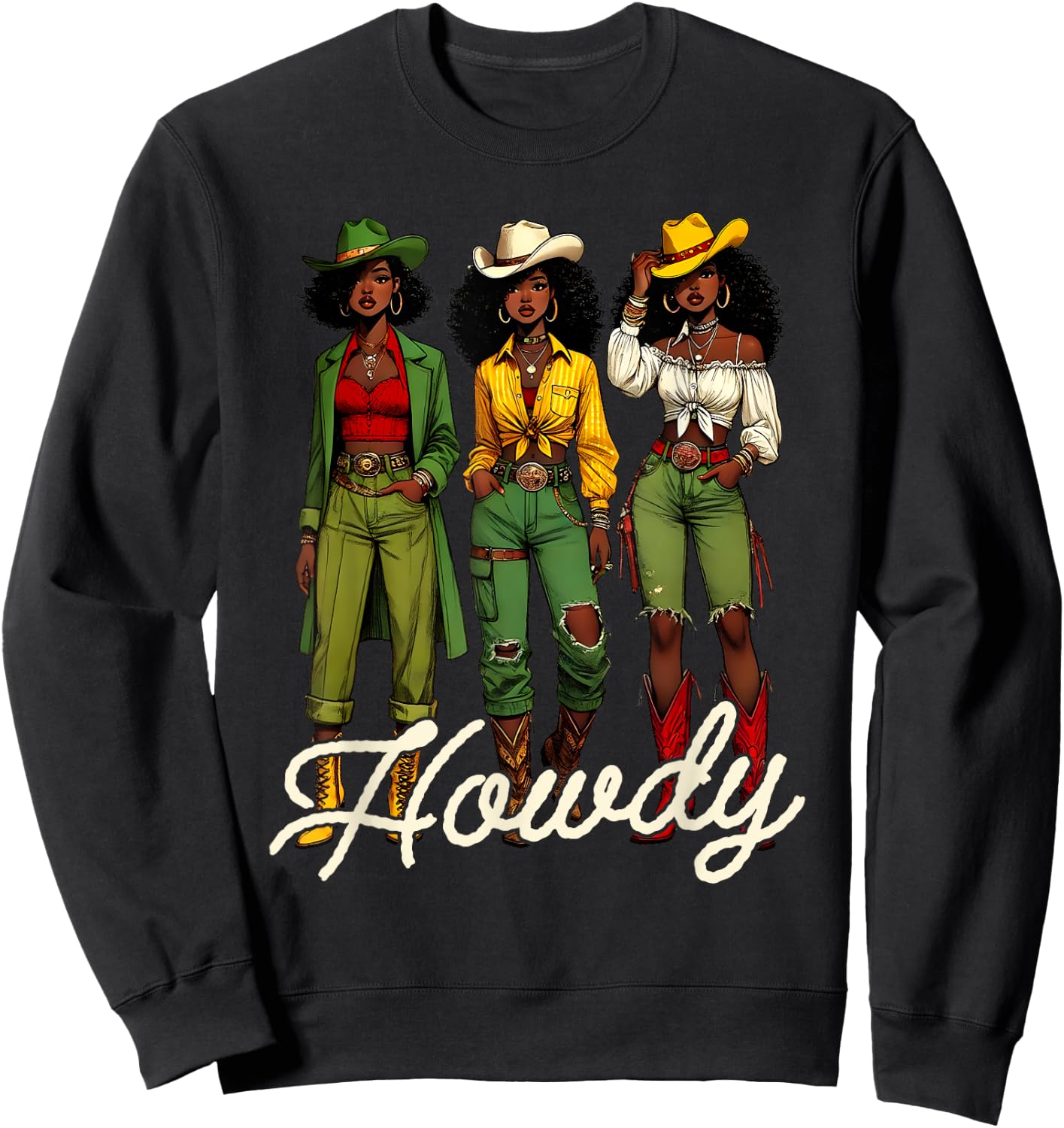 Black Cowgirl Western Rodeo Melanin Juneteenth Black History Sweatshirt - Sweatshirt | Black