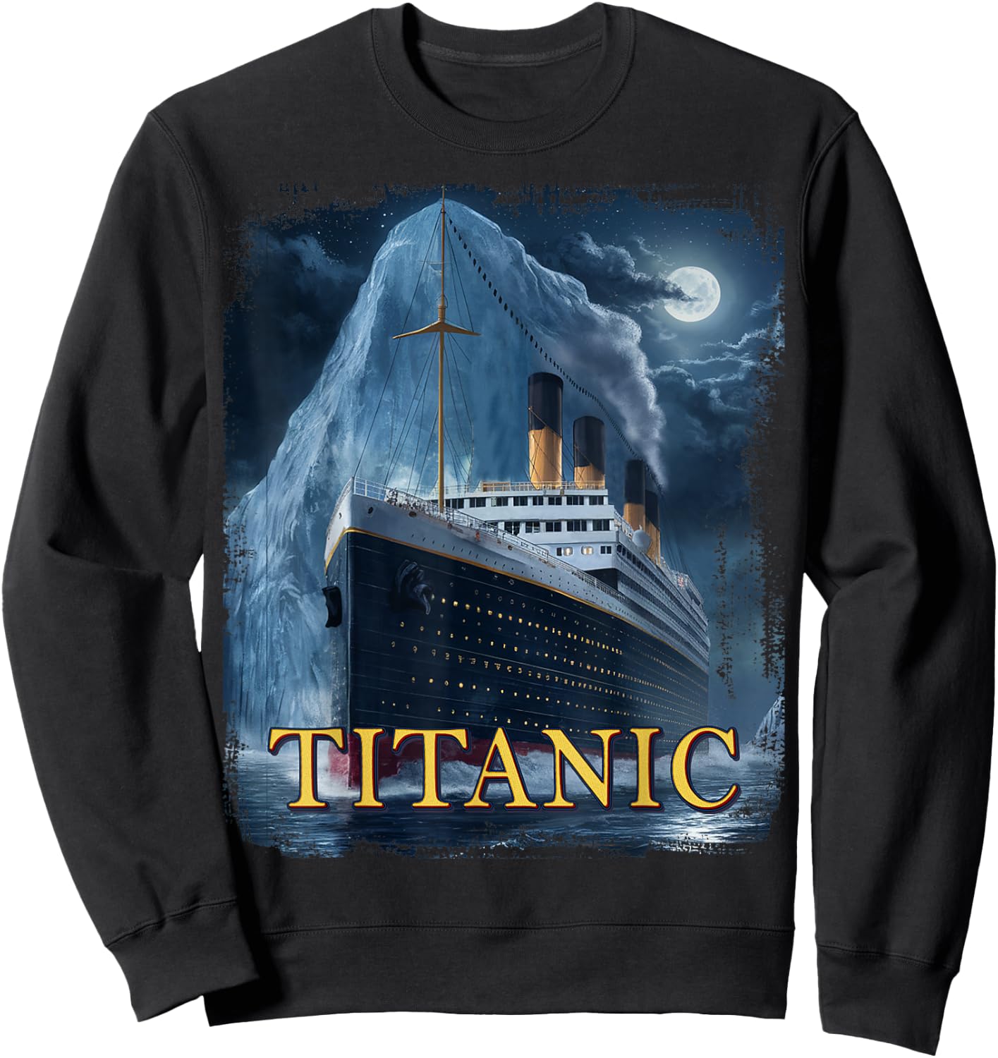 Titanic Cruise Ship Graphic Hit Iceberg April 15th 1912 , Small, Black Sweatshirt - Sweatshirt | Black
