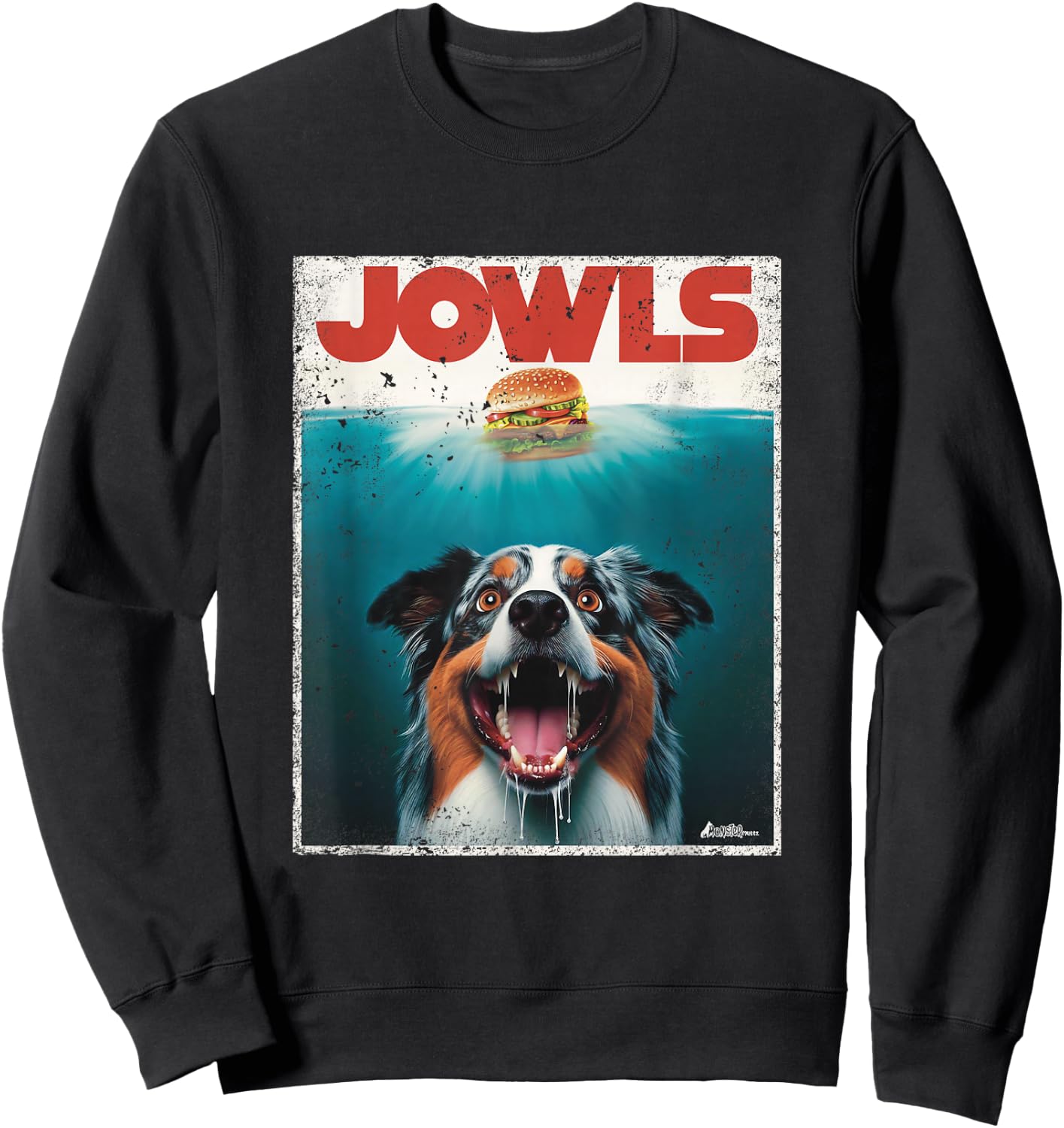 Funny Aussie Jowls Australian Shepherd Fur Baby Mom Dog Dad Sweatshirt - Sweatshirt | Black