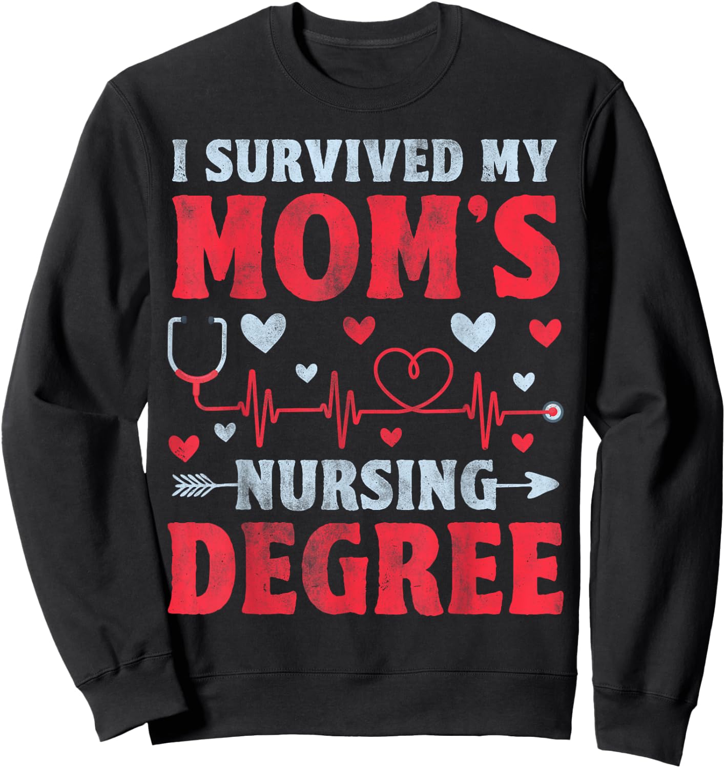 I Survived My Mom's Nursing Degree - Nursing School Student Sweatshirt - Sweatshirt | Black