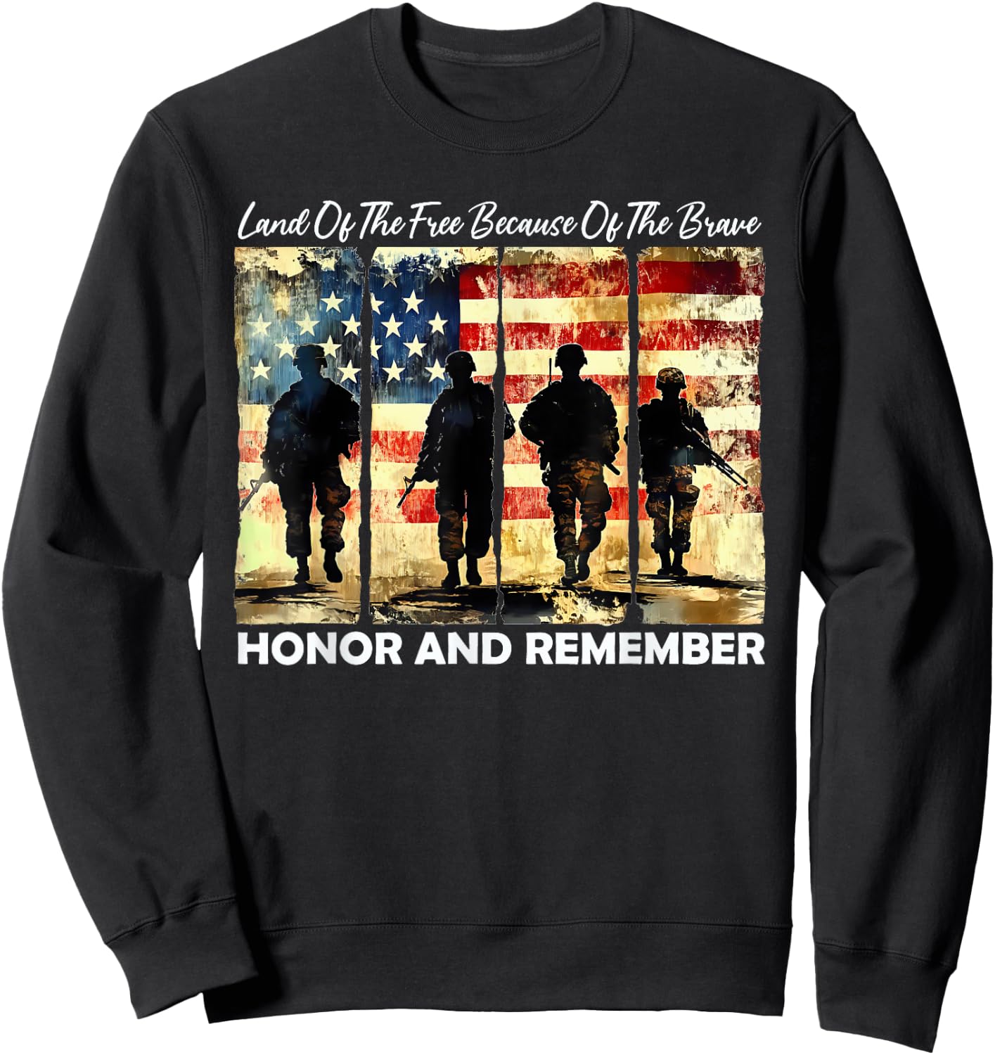 Land Of The Free Because Of The Brave Honor And Remember Sweatshirt - Sweatshirt | Black