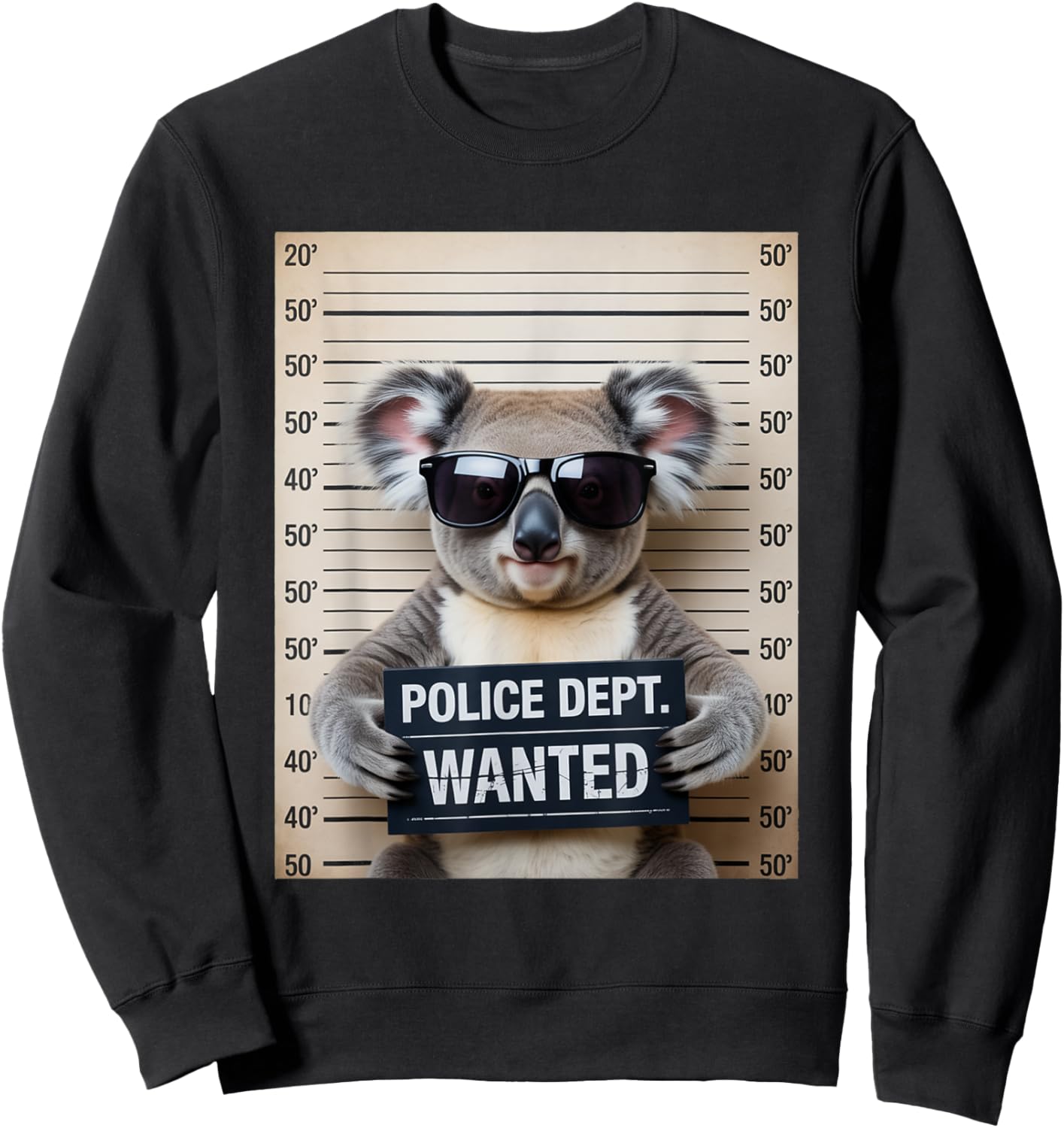 Mugshot Style Art Koala Bear Sunglasses Koalas Sweatshirt - Sweatshirt | Black