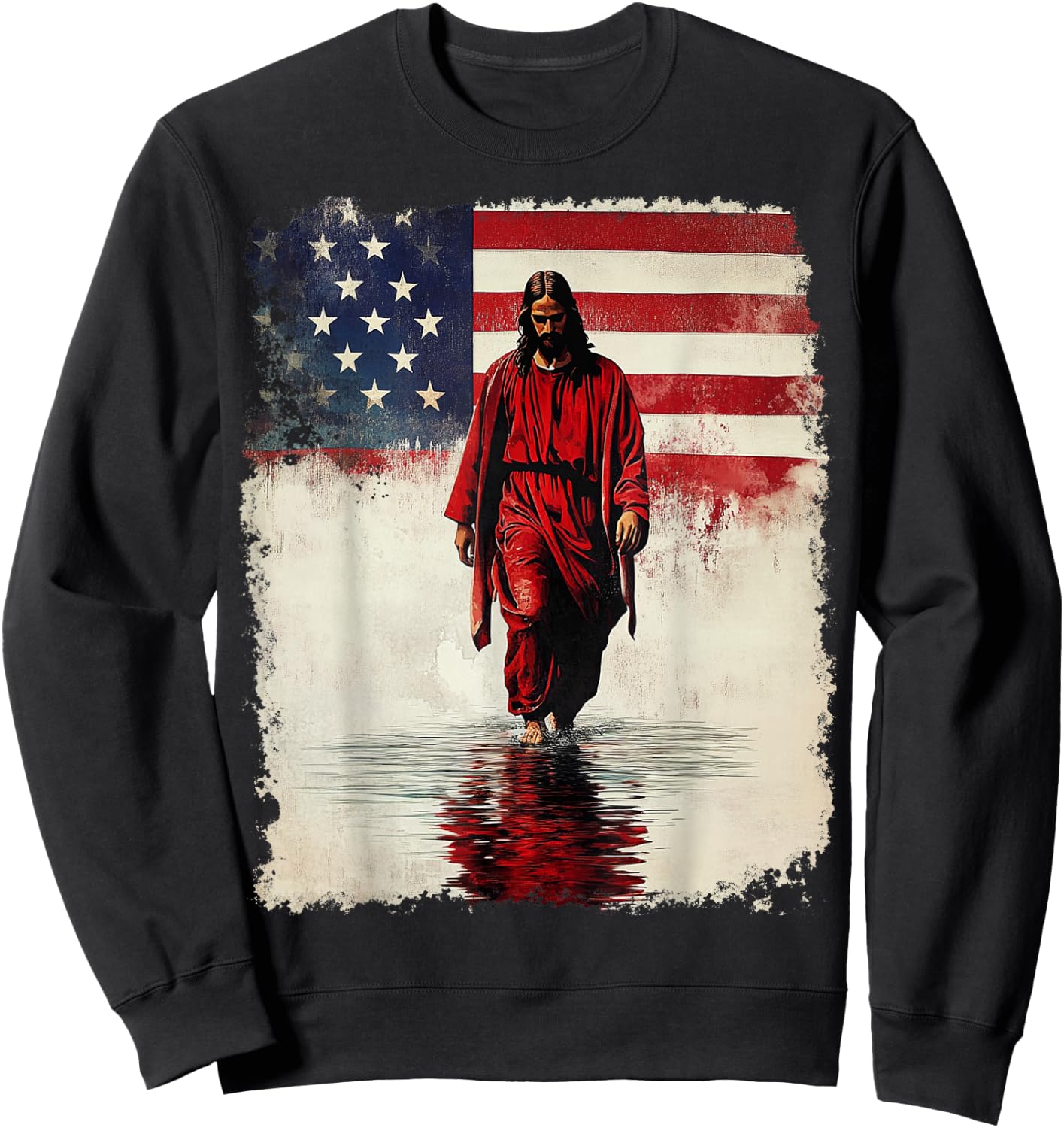 American Flag Jesus Sweatshirt - Sweatshirt | Black