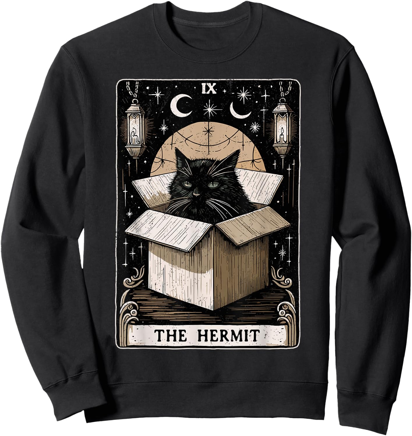 The Hermit Tarot Card Cat Lover Funny Cat Sweatshirt - Sweatshirt | Black