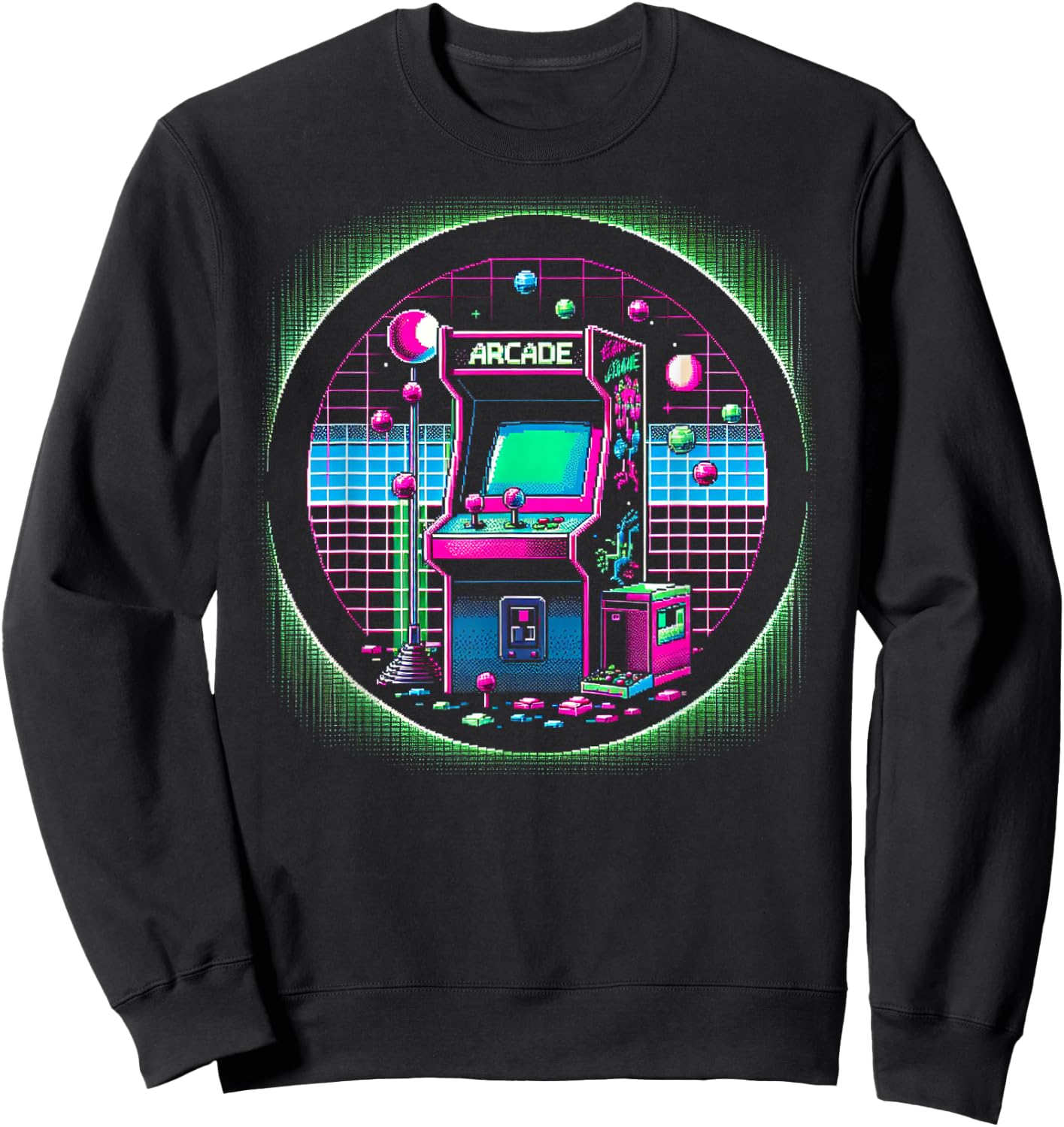 Classic 1980s Arcade Design Sweatshirt - Sweatshirt | Black